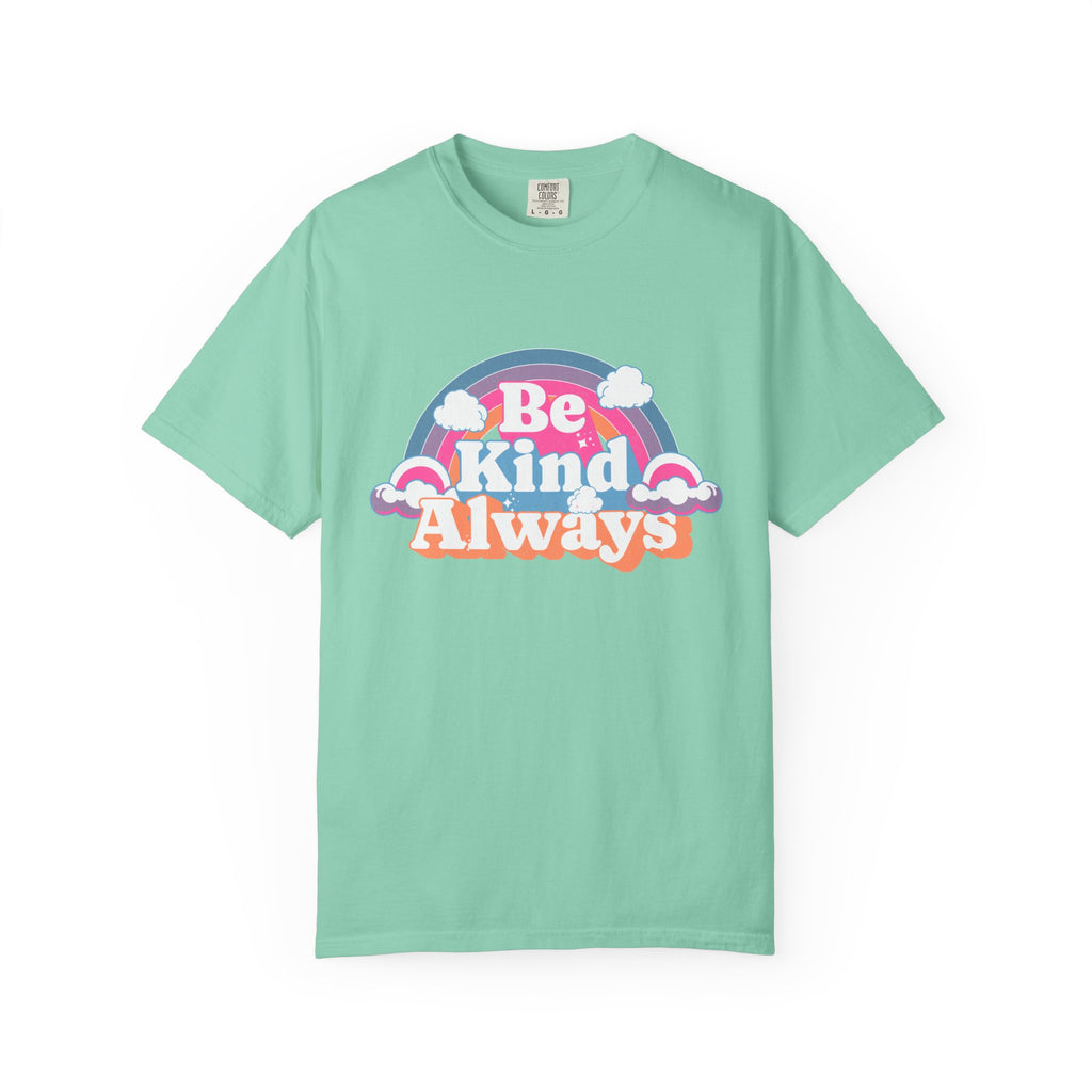 Be Kind Always Textured T-Shirt — Retro Rainbow Graphic Tee