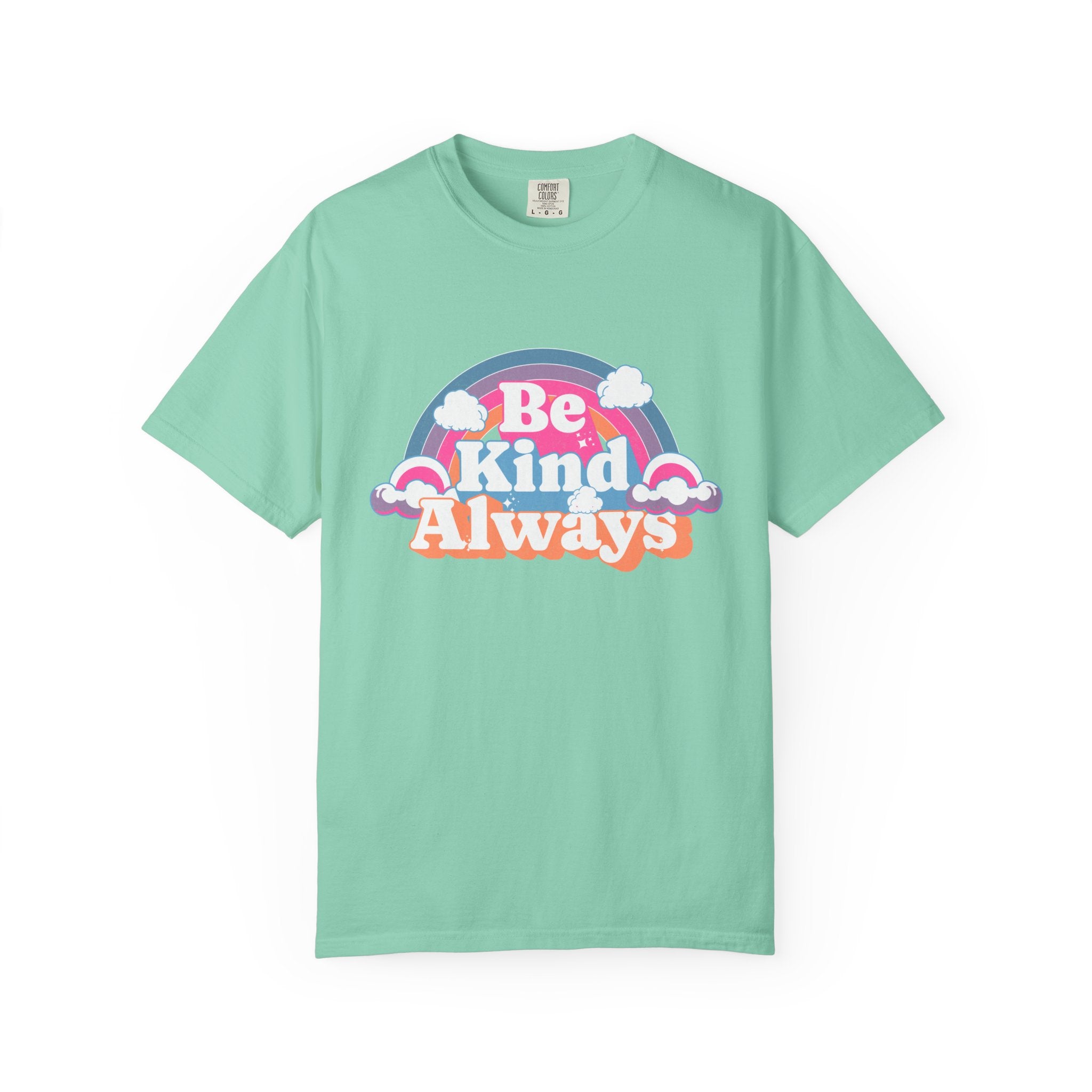 Be Kind Always Textured T-Shirt — Retro Rainbow Graphic Tee