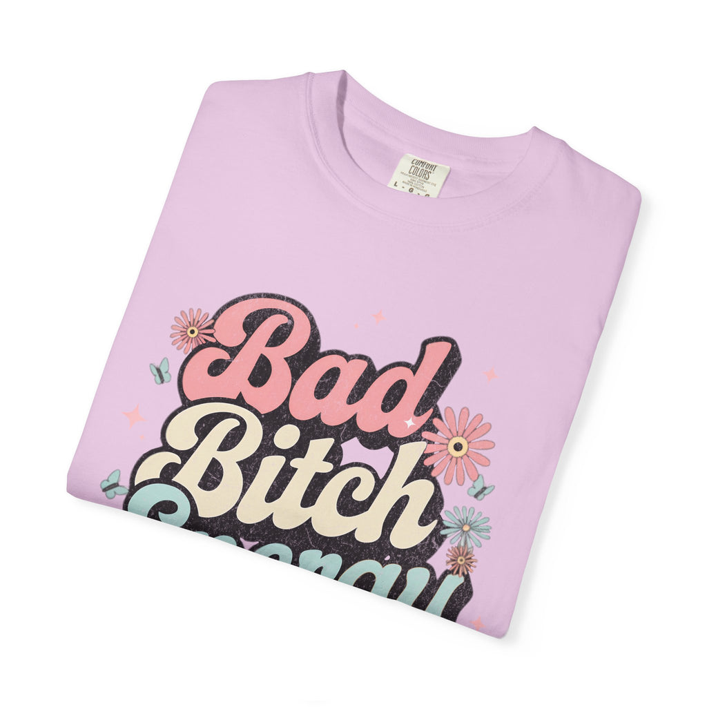 Bad Bitch Energy T-shirt |Textured Retro Script Floral Graphic