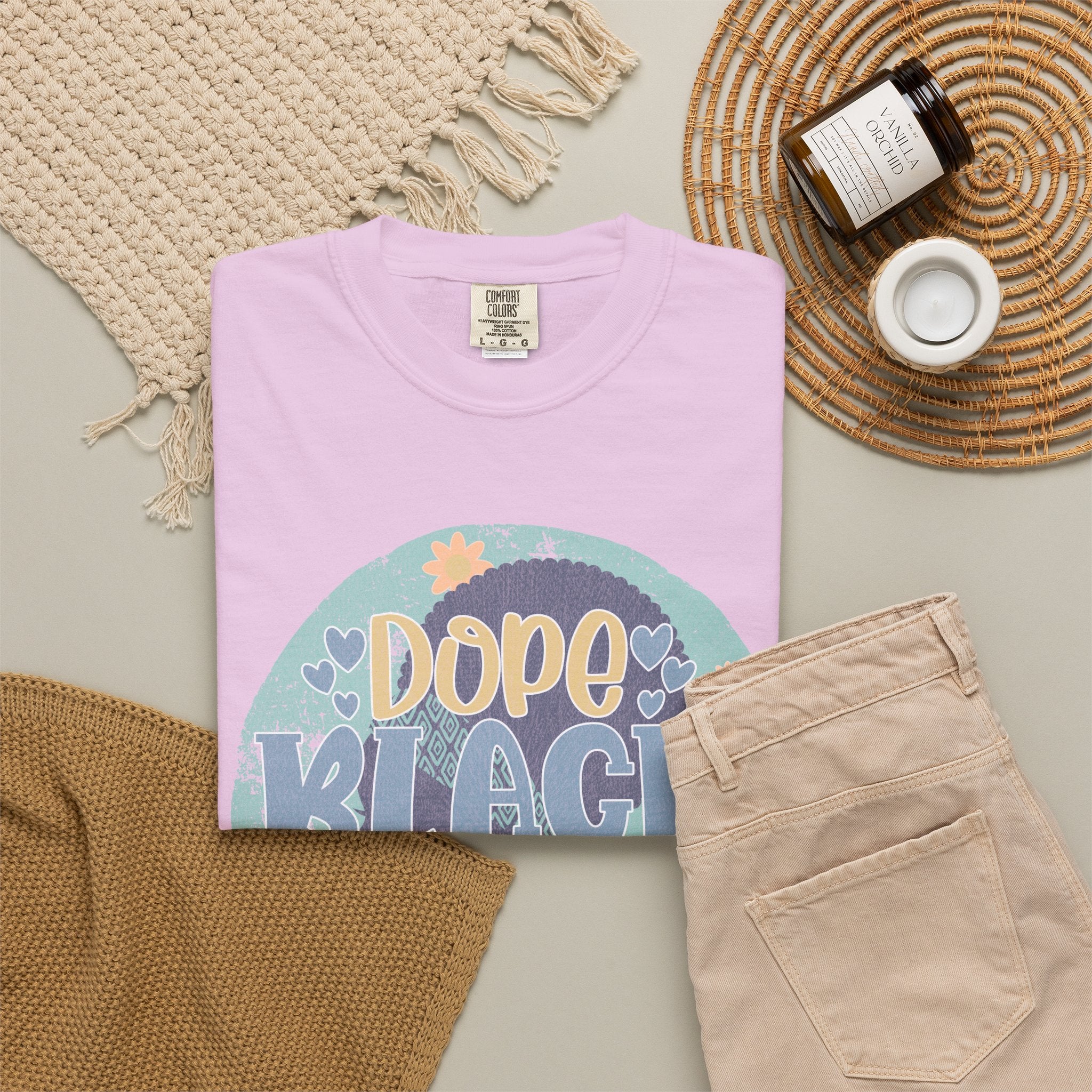 Dope Black Mom Textured T-Shirt — Retro Floral Graphic Tee for Proud Moms