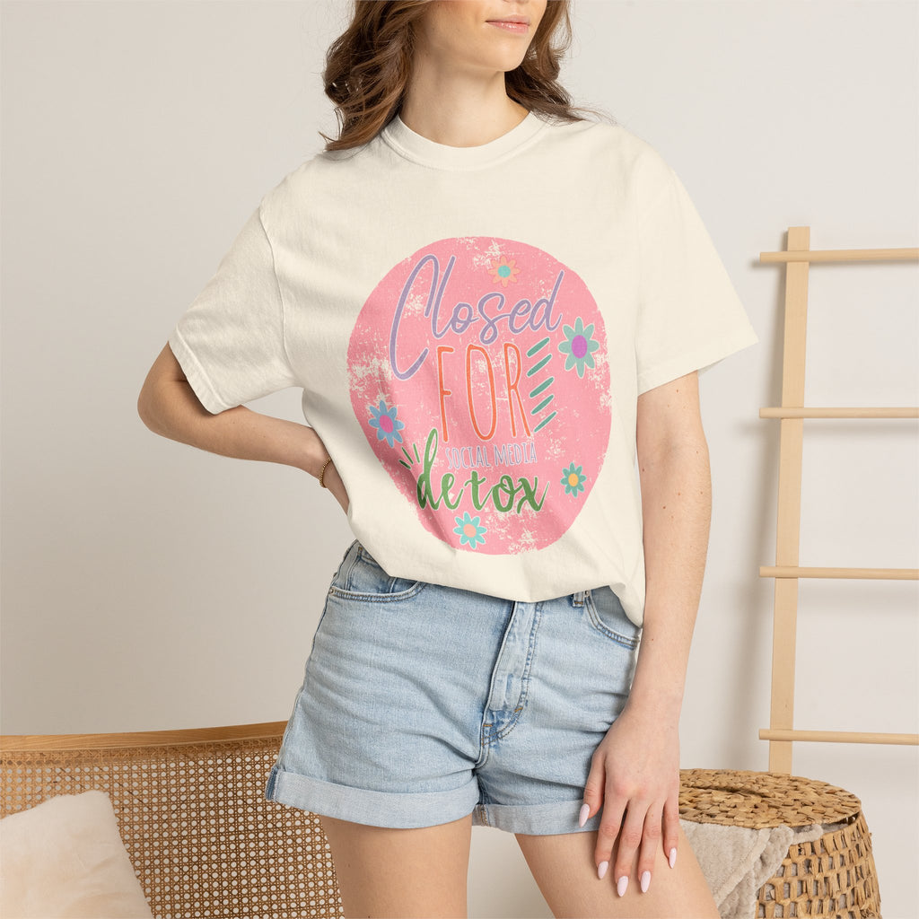 Closed For Detox Textured T‑Shirt — Cute Floral Wellness Tee