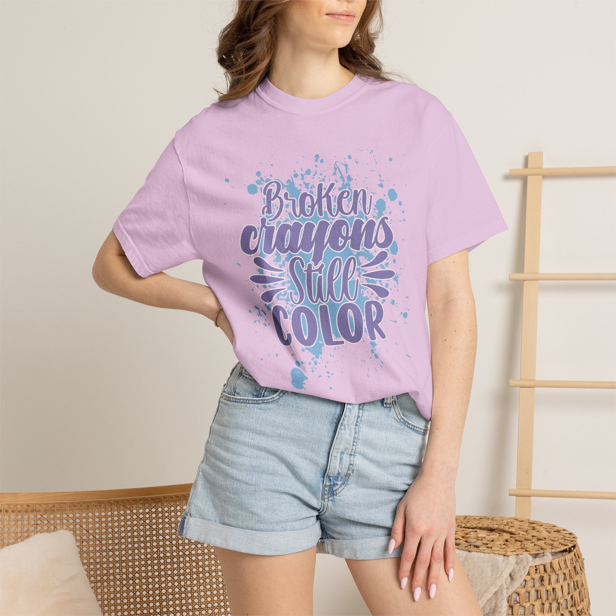 Broken Crayons Still Color  Textured T-Shirt — Inspirational Art Quote Tee