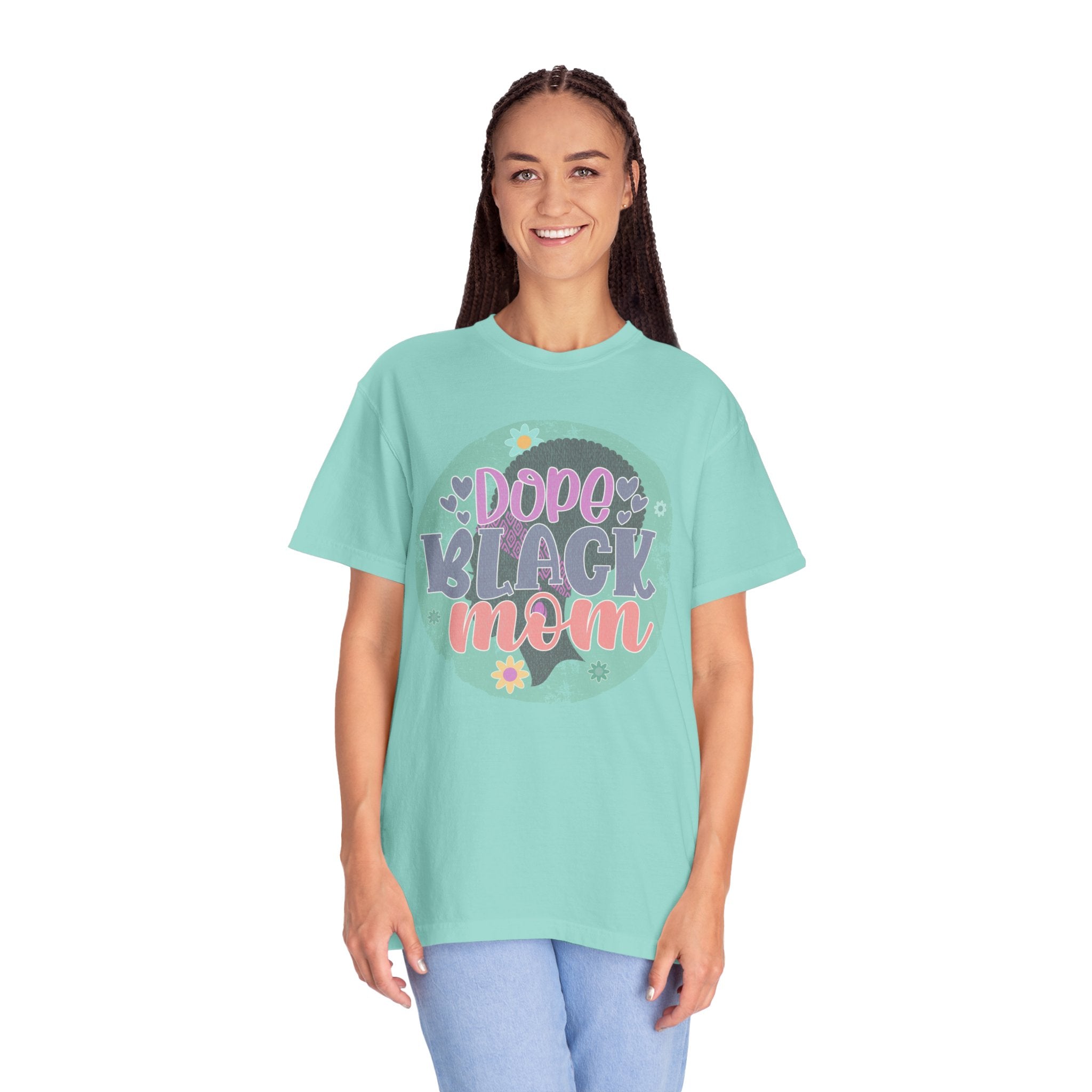 Dope Black Mom Textured T-Shirt — Retro Floral Pride Tee for Black Mothers
