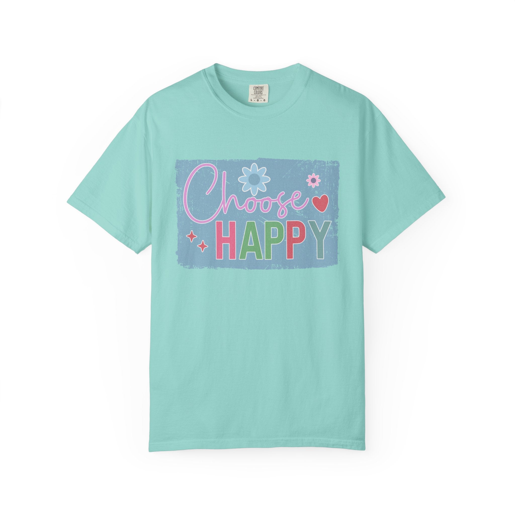 Choose HappyTextured T-Shirt — Positive Floral Graphic Tee