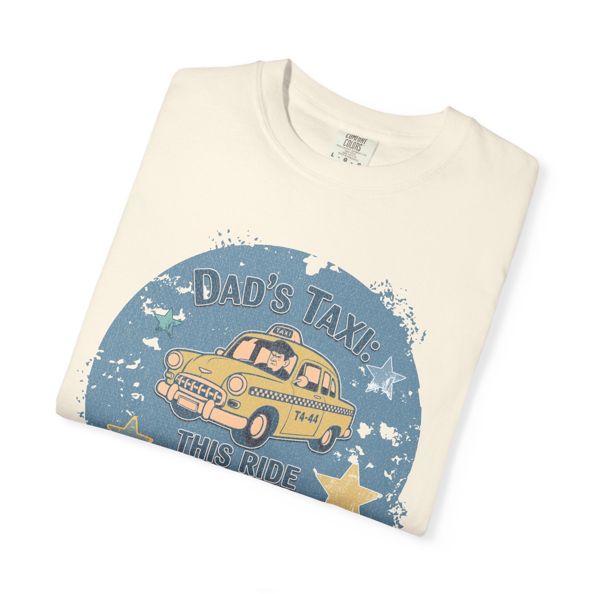 Textured Dad’s Taxi Graphic T-Shirt — “This Ride Includes Unwanted Detours” Vintage Family Humor Tee