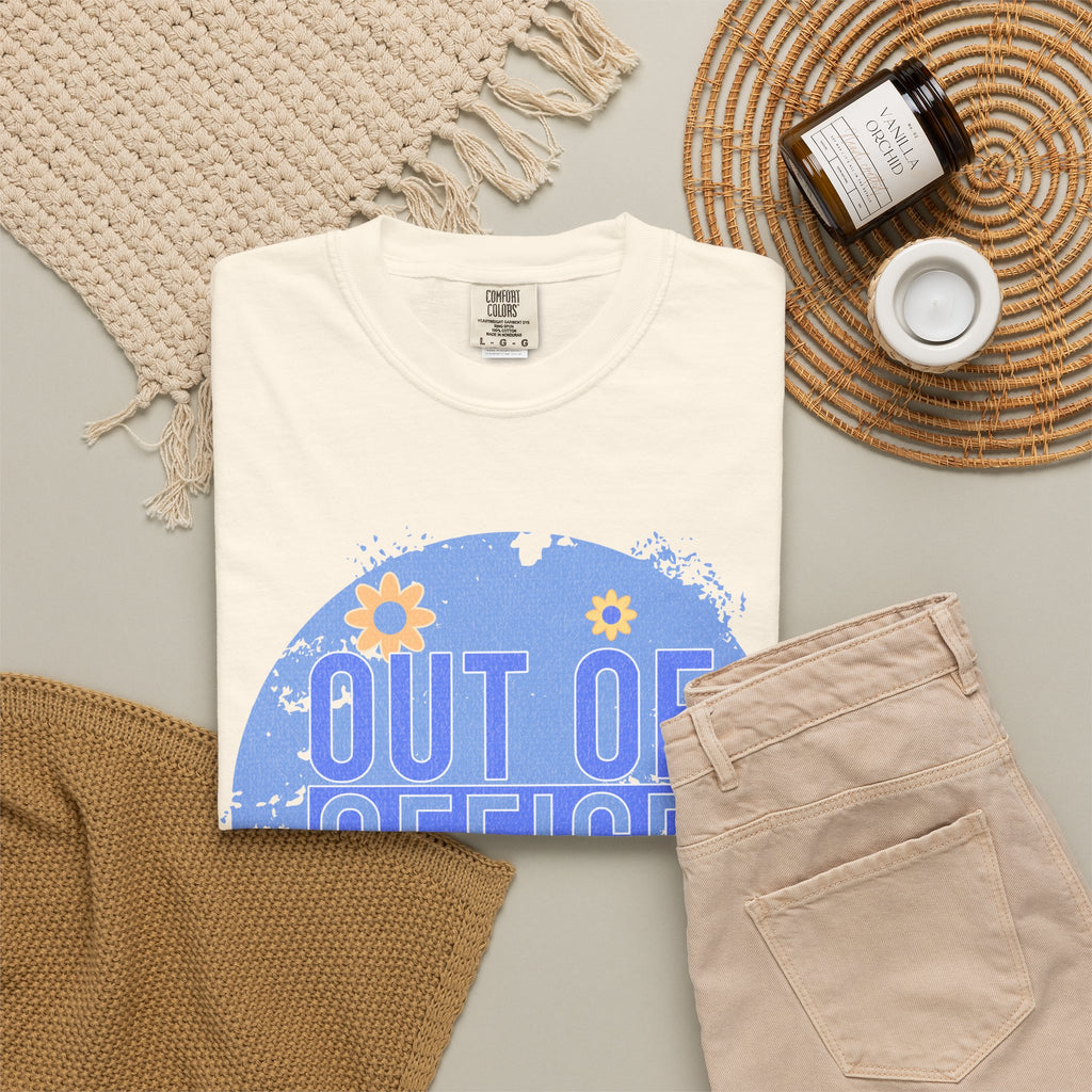 Out of Office Textured T-Shirt — Retro Floral Vacation Tee