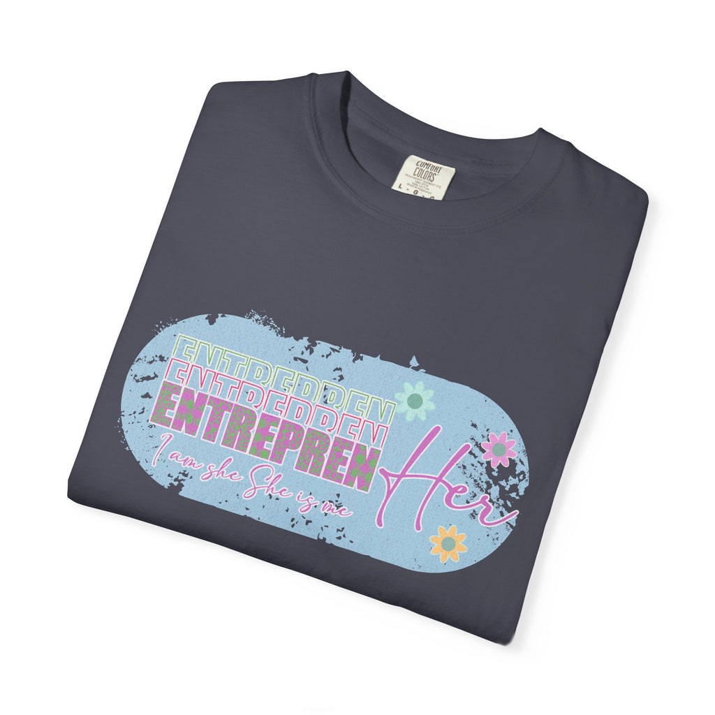Entrepreneur Mom Floral Textured Tee — 'EntreprenHer' Graphic T-Shirt