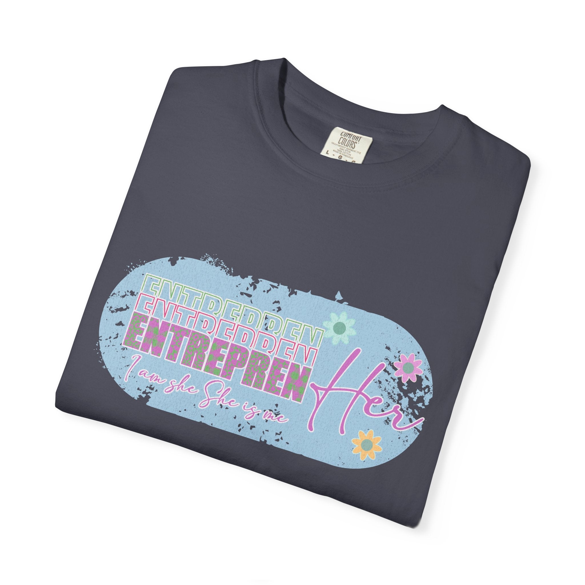 Entrepreneur Mom Floral Textured Tee — 'EntreprenHer' Graphic T-Shirt