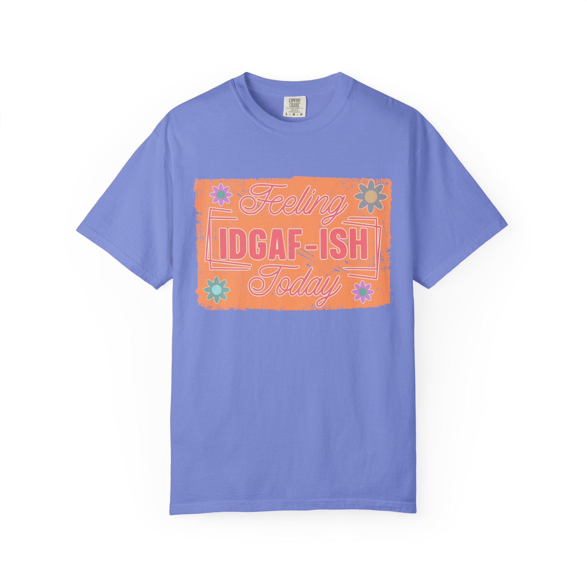 IDGAF-ISH Retro Floral Textured T-Shirt — Funny Sarcastic Graphic Tee