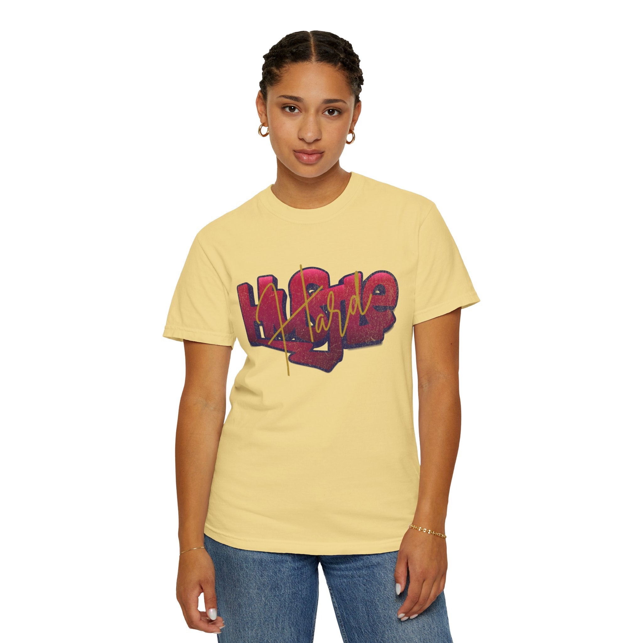 Textured Street Art 'Hustle Hard' Graphic Tee — Vintage Graffiti Unisex T-Shirt