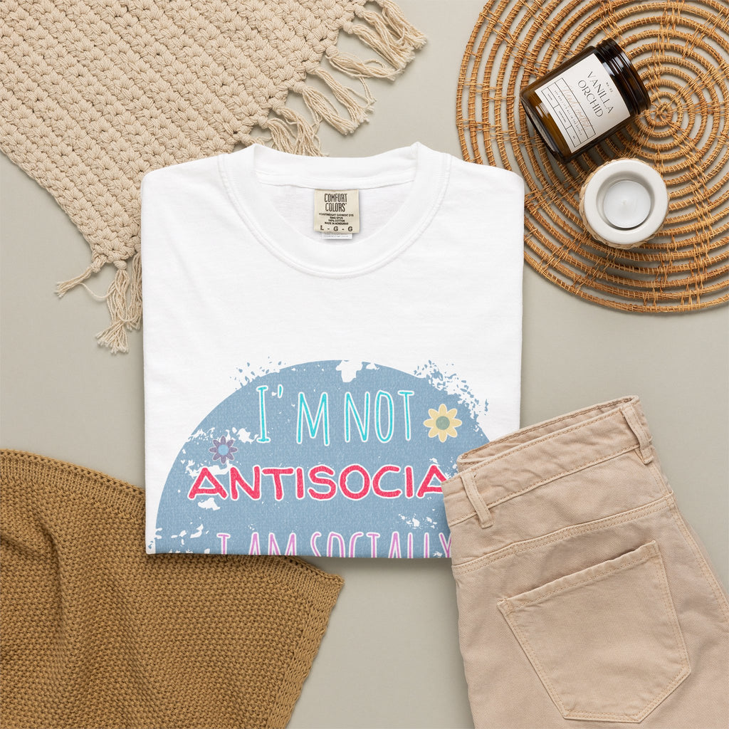 Textured T-Shirt — "I'm Not Antisocial, I Am Socially Selective" Graphic Tee