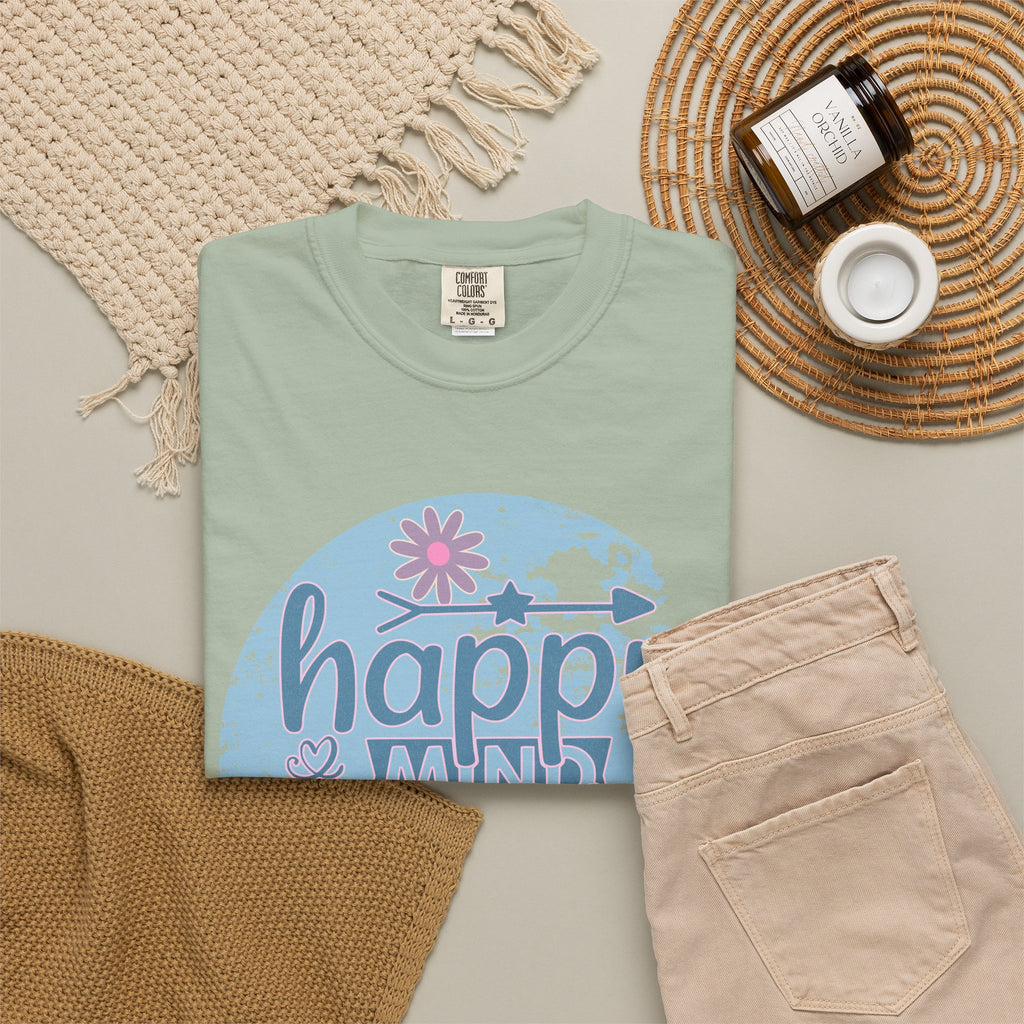 Happy Mind Happy Life Textured T-Shirt