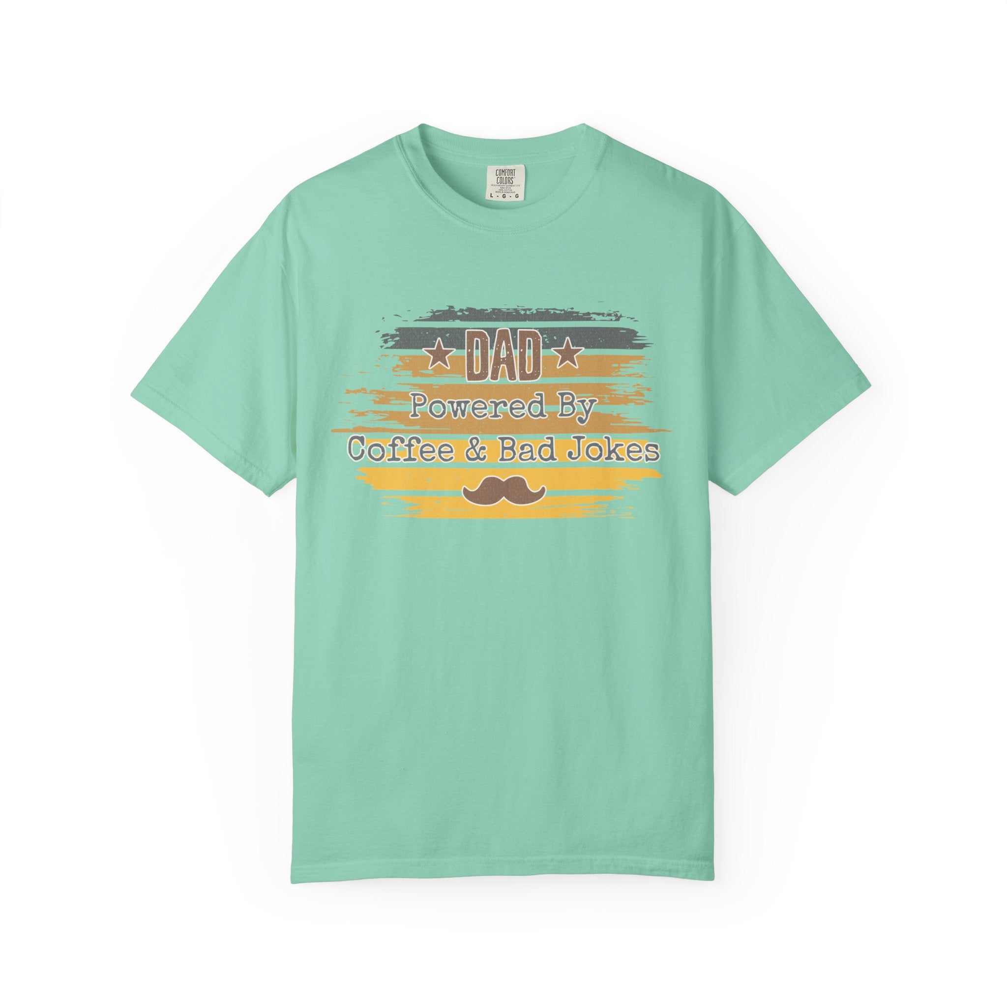 Dad Powered by Coffee & Bad Jokes Textured  T-Shirt
