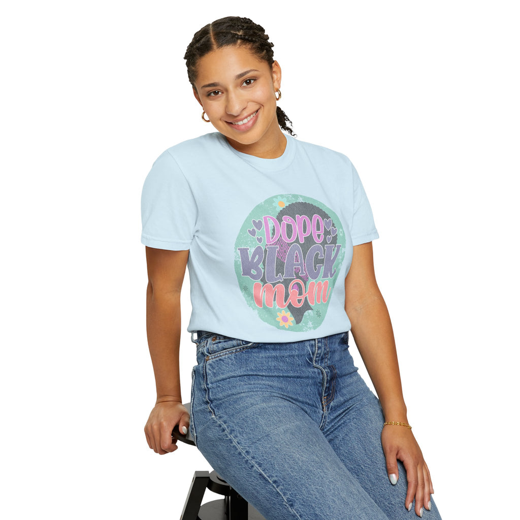Dope Black Mom Textured T-Shirt — Retro Floral Pride Tee for Black Mothers