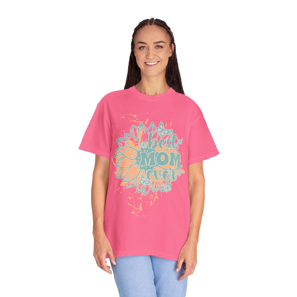 Best Mom Ever T-Shirt —Textured  Floral Sunflower Mother's Day Tee