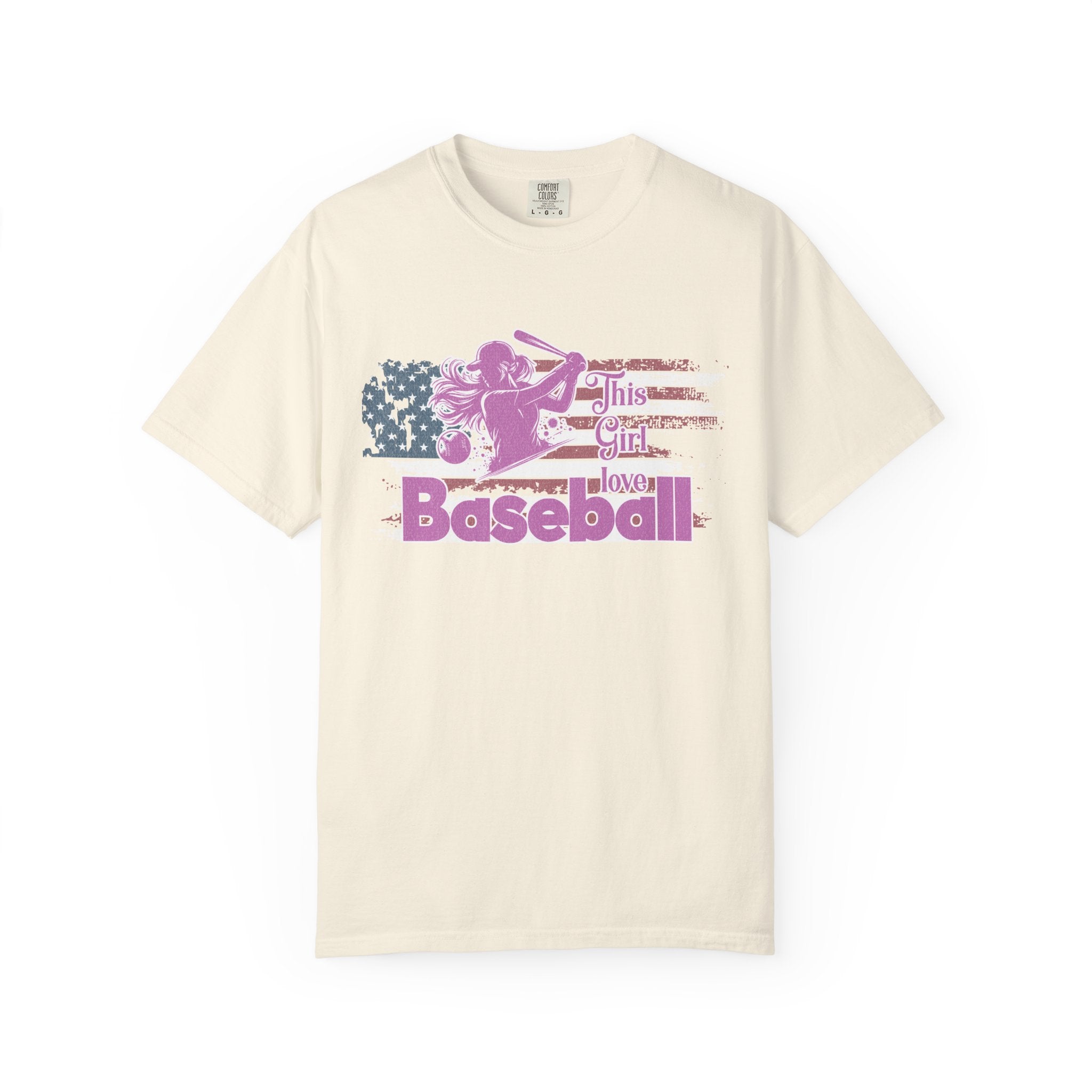 Textured Baseball Tee — "This Girl Loves Baseball" Patriotic Pink Softball T-Shirt