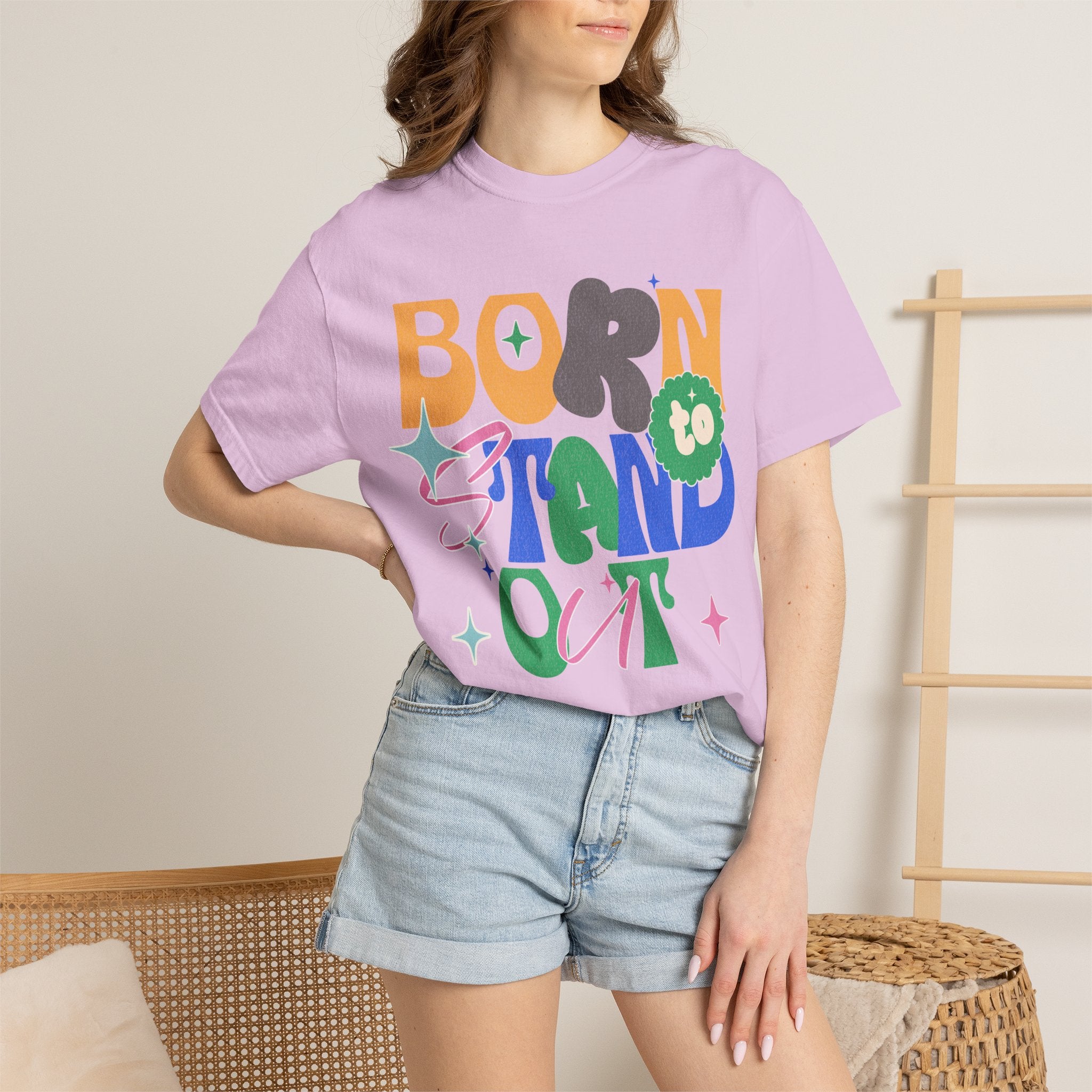 Born to Stand Out Graphic Textured T-Shirt