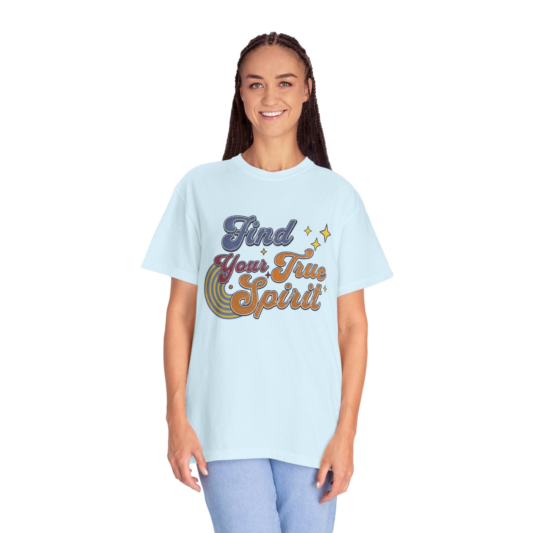 Textured Find Your True Spirit T-Shirt — Retro Rainbow Typography Tee
