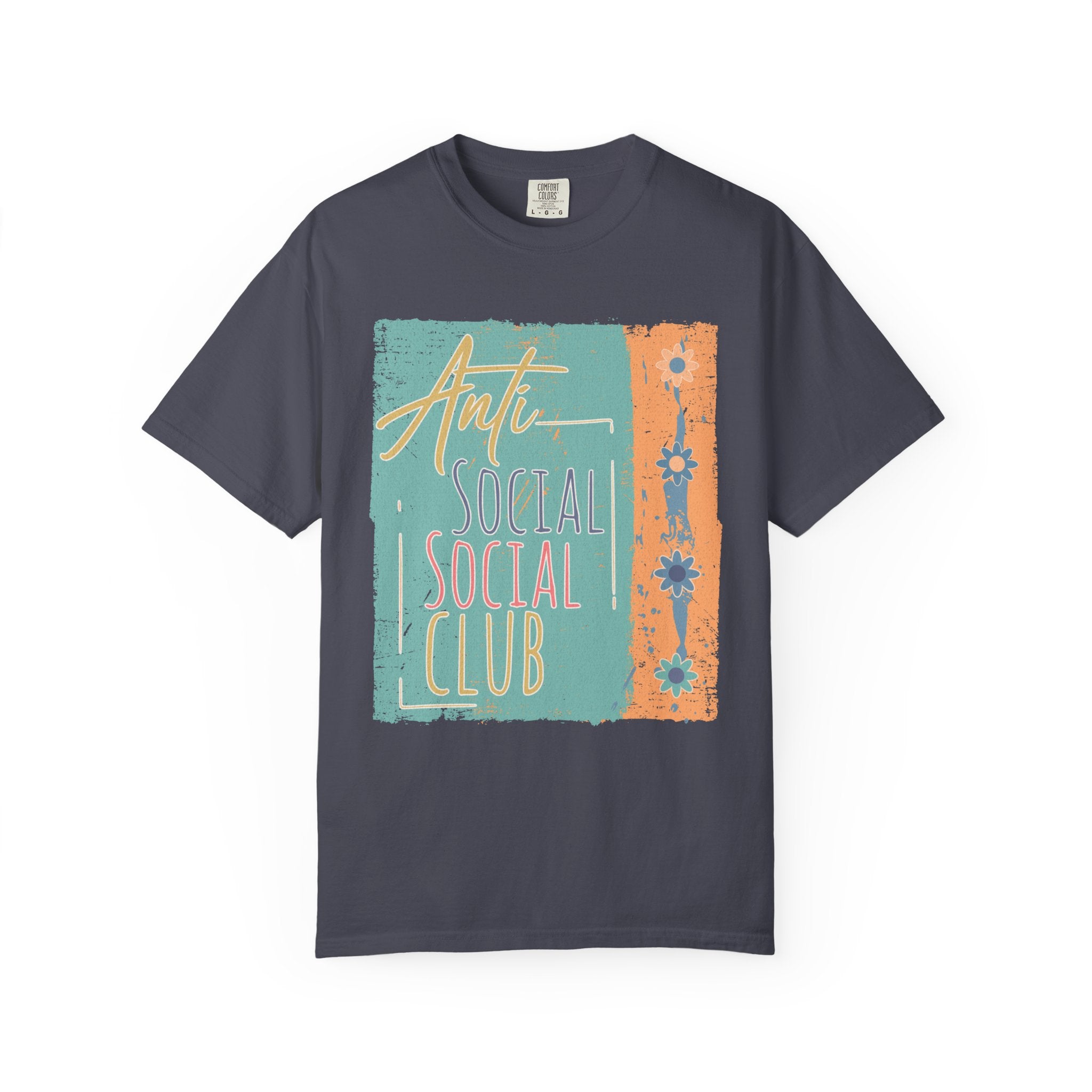 Textured “Anti Social Social Club” Retro Graphic T-Shirt