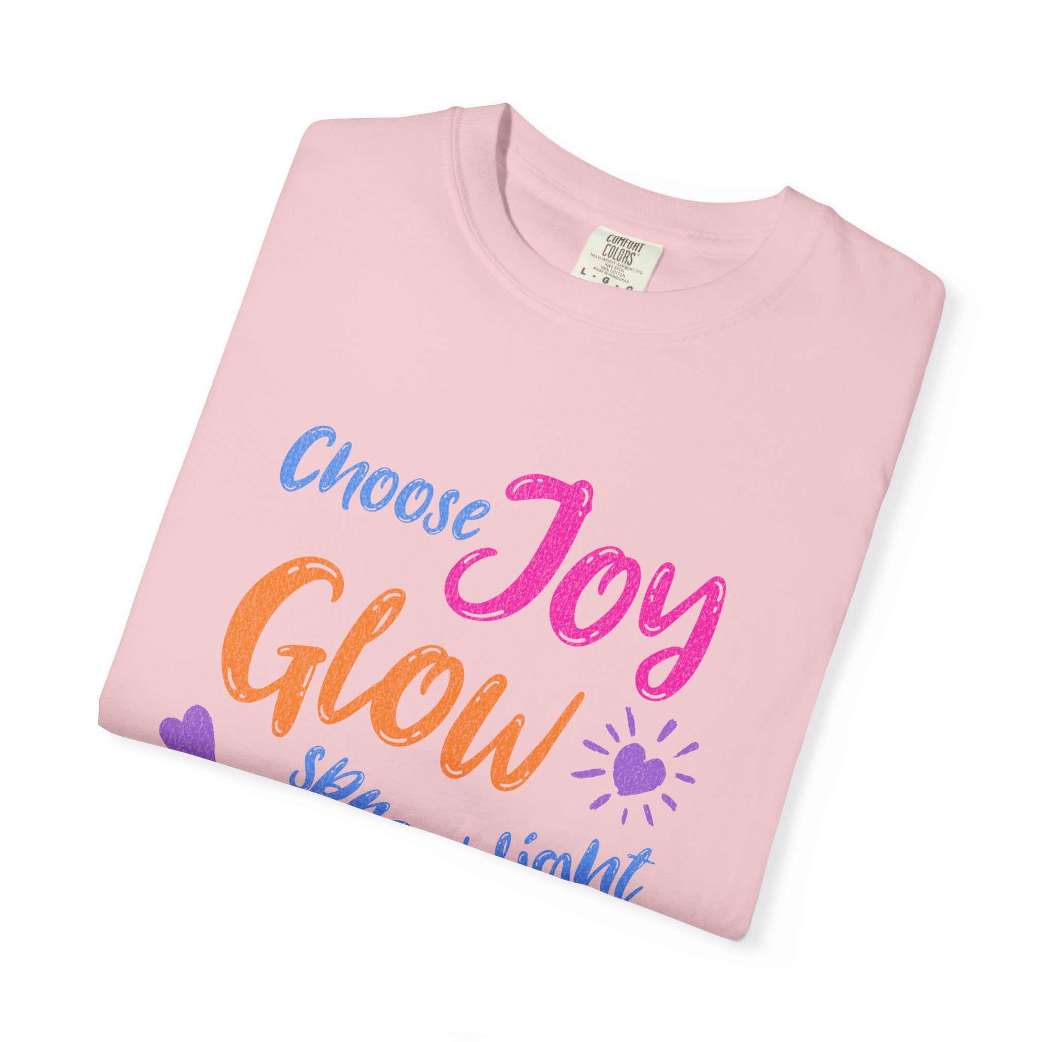 Textured Choose Joy Glow Spread Light Daily T-Shirt — Inspirational Positive Message Tee