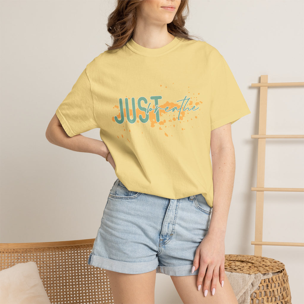 Just Breathe Textured T-Shirt — Relaxed Inspirational Graphic Tee