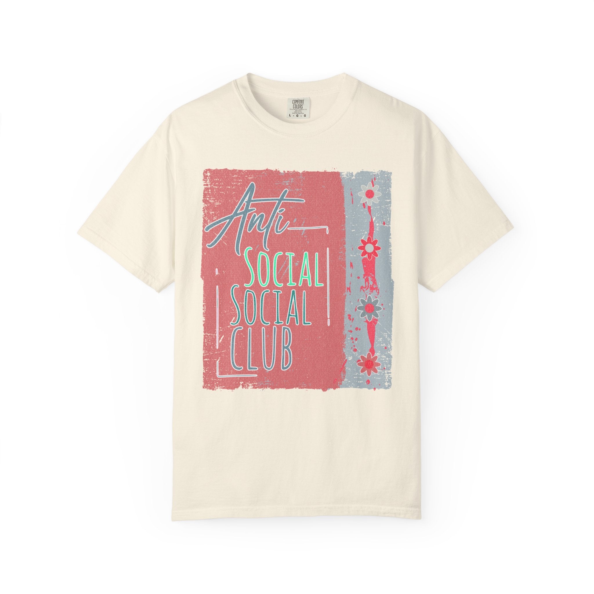Textured Anti Social Social Club Graphic T-Shirt — Vintage Retro Block Print Tee