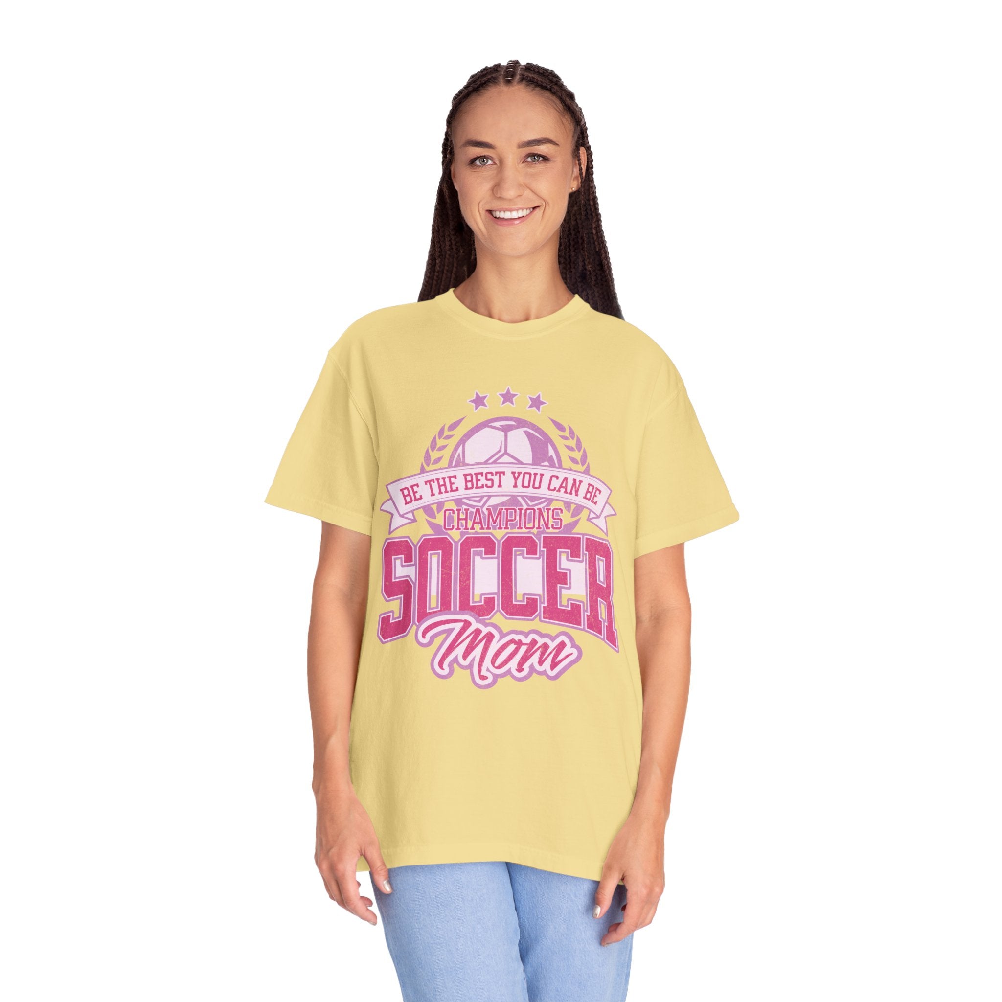 Textured Soccer Mom T‑Shirt — Be The Best You Can Be Champion Soccer Mom