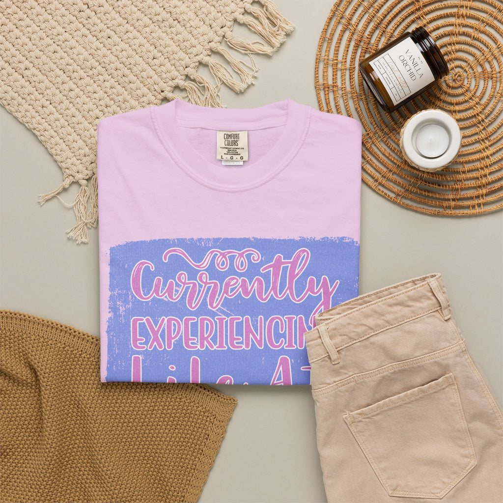 Textured T-Shirt — "Currently Experiencing Life at 15 WTS Per Hour" Retro Graphic Tee