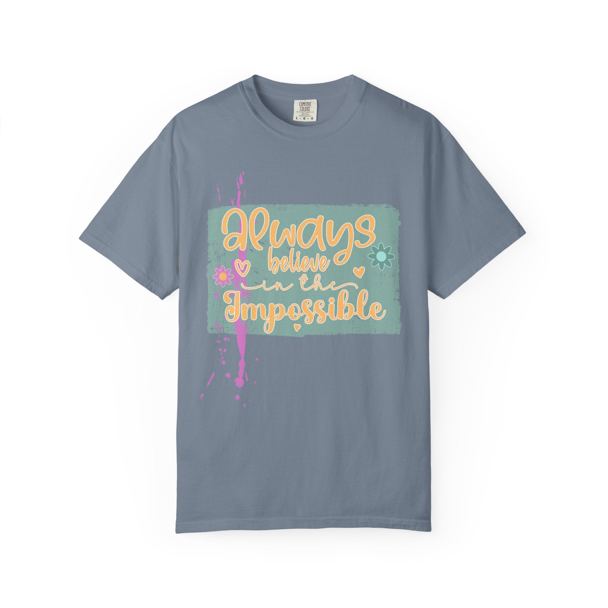 Textured Retro Believe In Impossible Unisex Garment-Dyed T-shirt