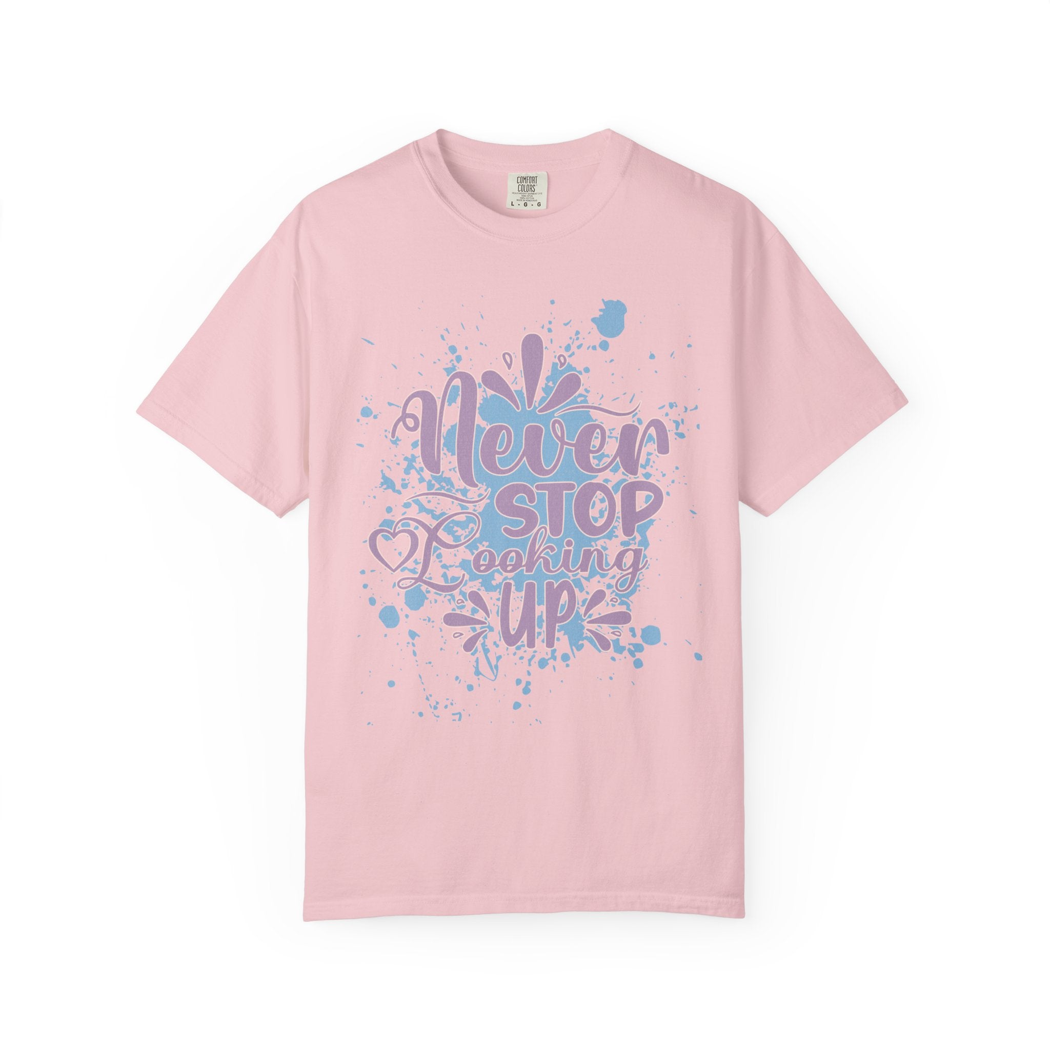 Retro Never Stop Looking Up Tee Textured Inspirational Graphic T-Shirt