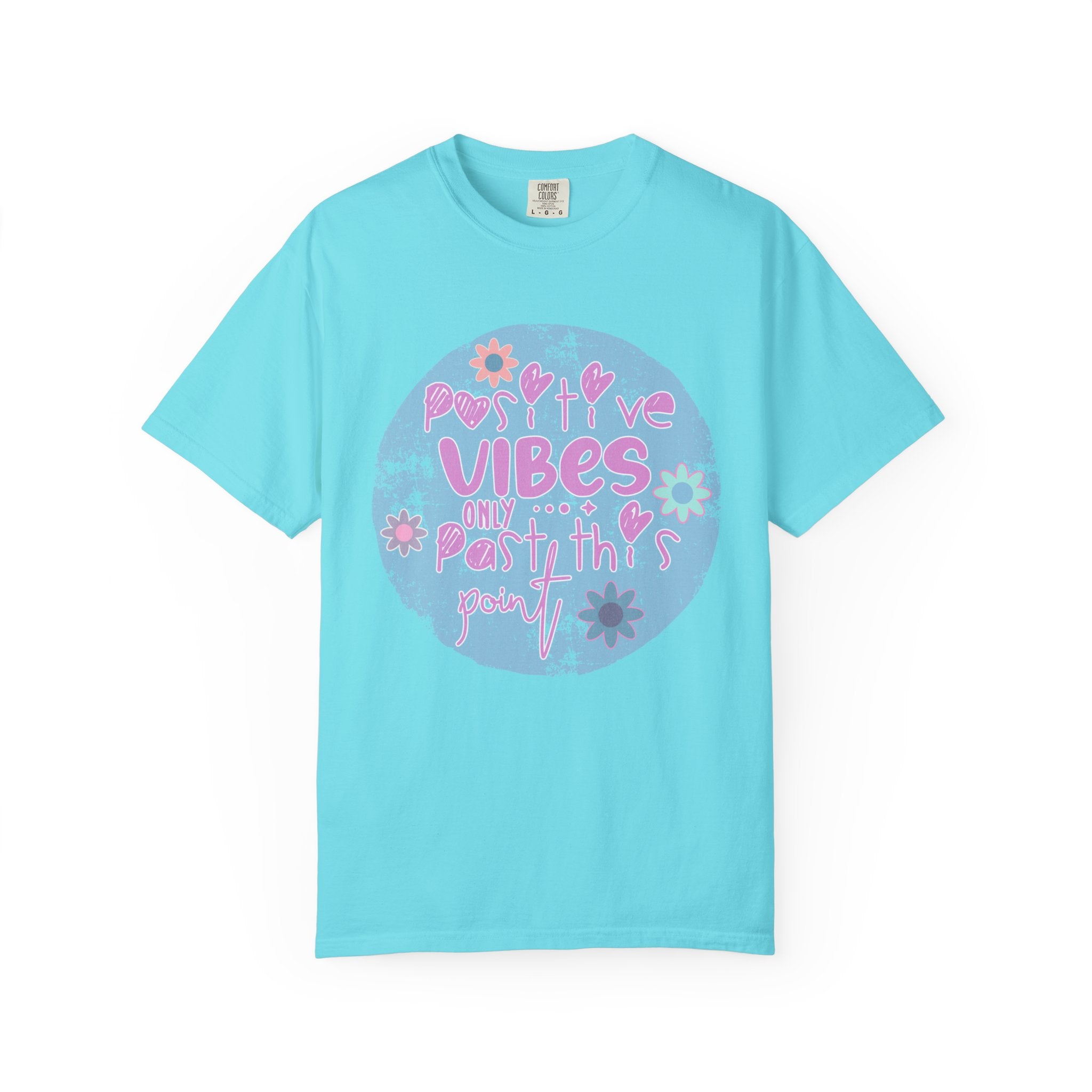 Textured Positive Vibes T-Shirt — Retro Floral ‘Positive Vibes Only’ Graphic Tee