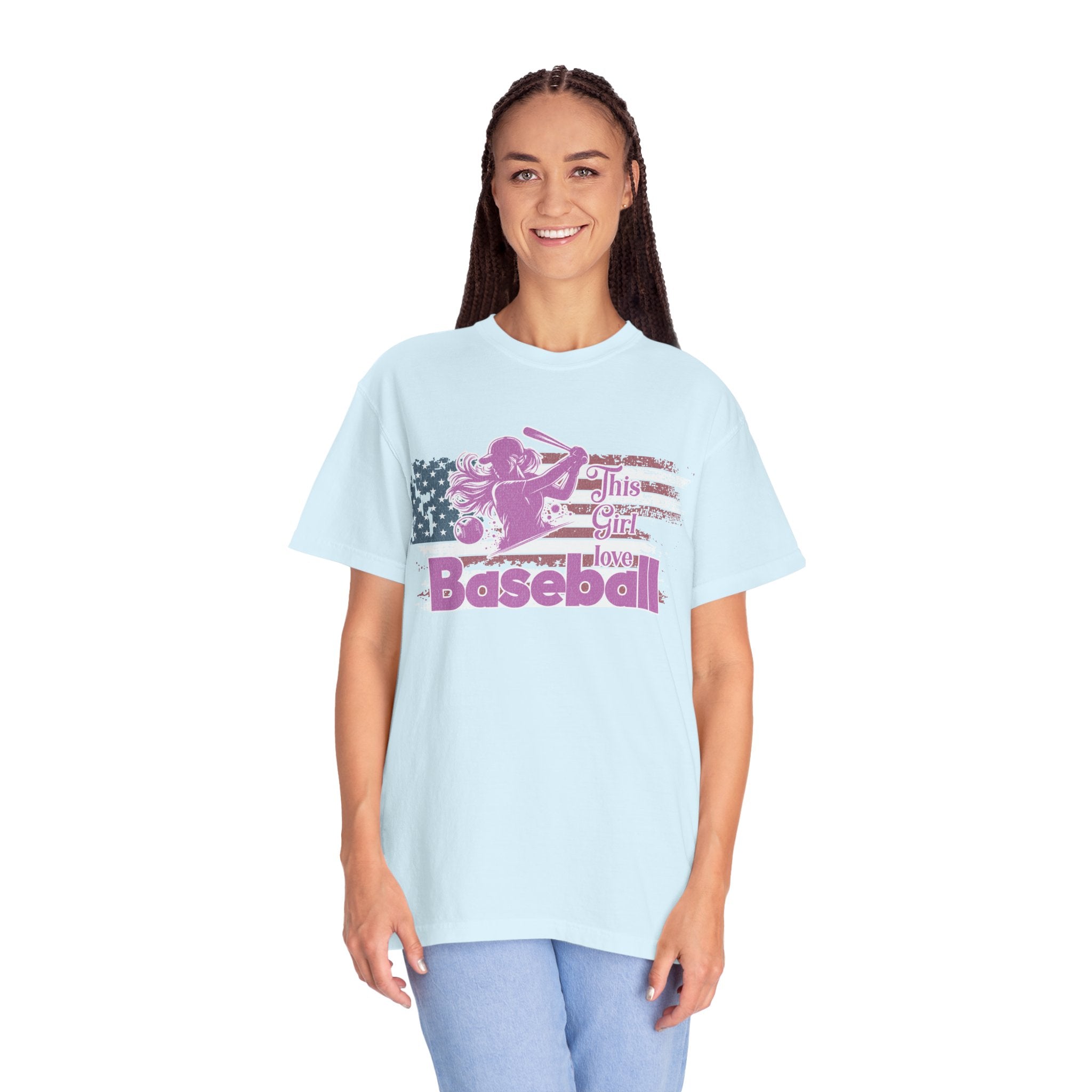 Texture This Girl Loves Baseball Shirt Vintage American Flag Pink Design