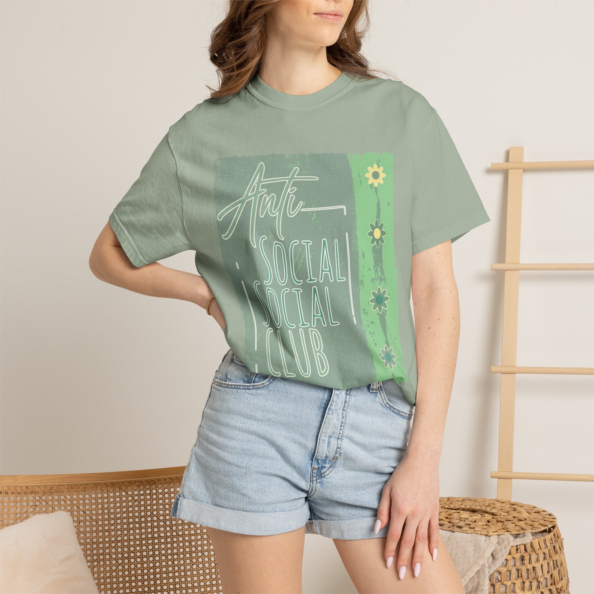 Textured Anti Social Social Club Floral Graphic T-Shirt