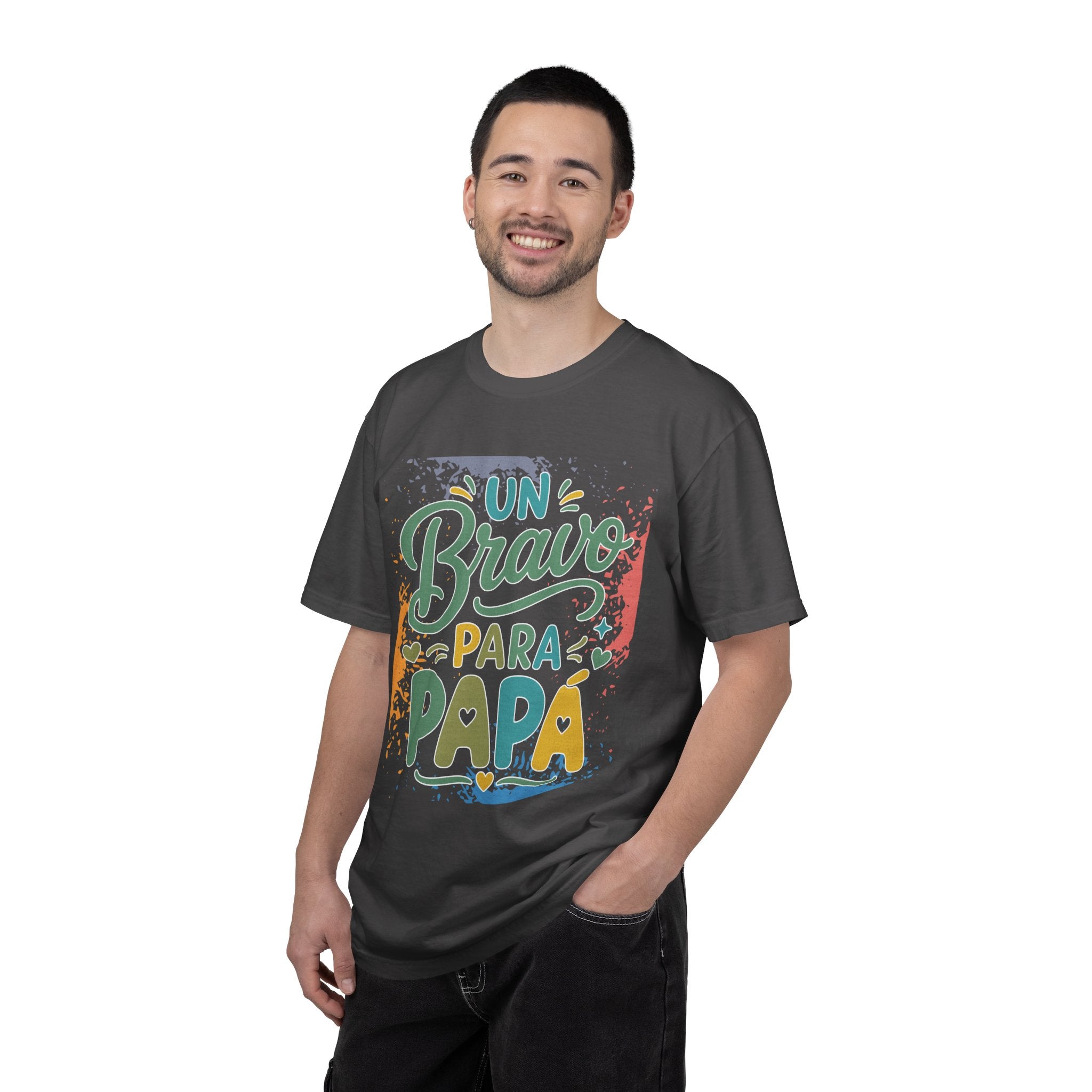 On Bravo Para Papá Textured T-Shirt — Colorful Father’s Day Spanish Dad Tee
