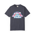 Be Nice Please Textured T-Shirt — Retro Rainbow Positive Message Tee