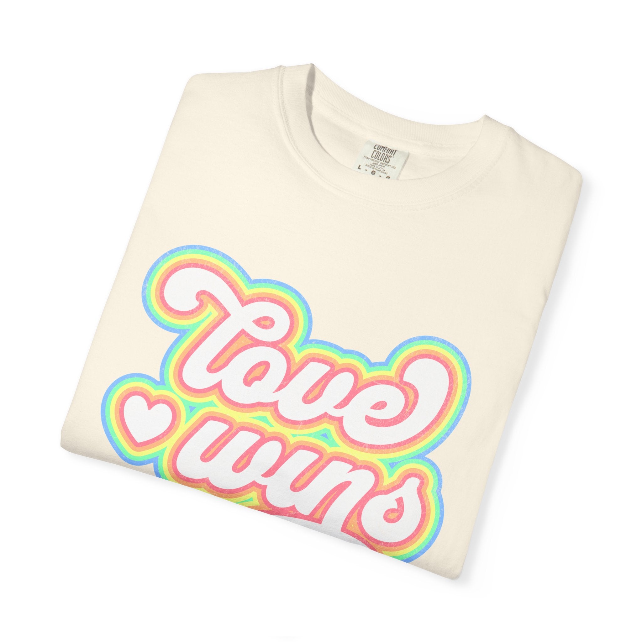 Textured Retro 'Love Wins' T-Shirt — Rainbow Script Pride Tee