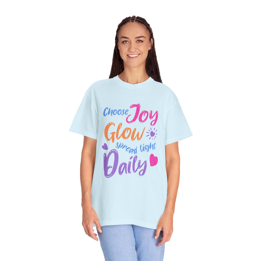 Textured Choose Joy Glow Spread Light Daily T-Shirt — Inspirational Positive Message Tee