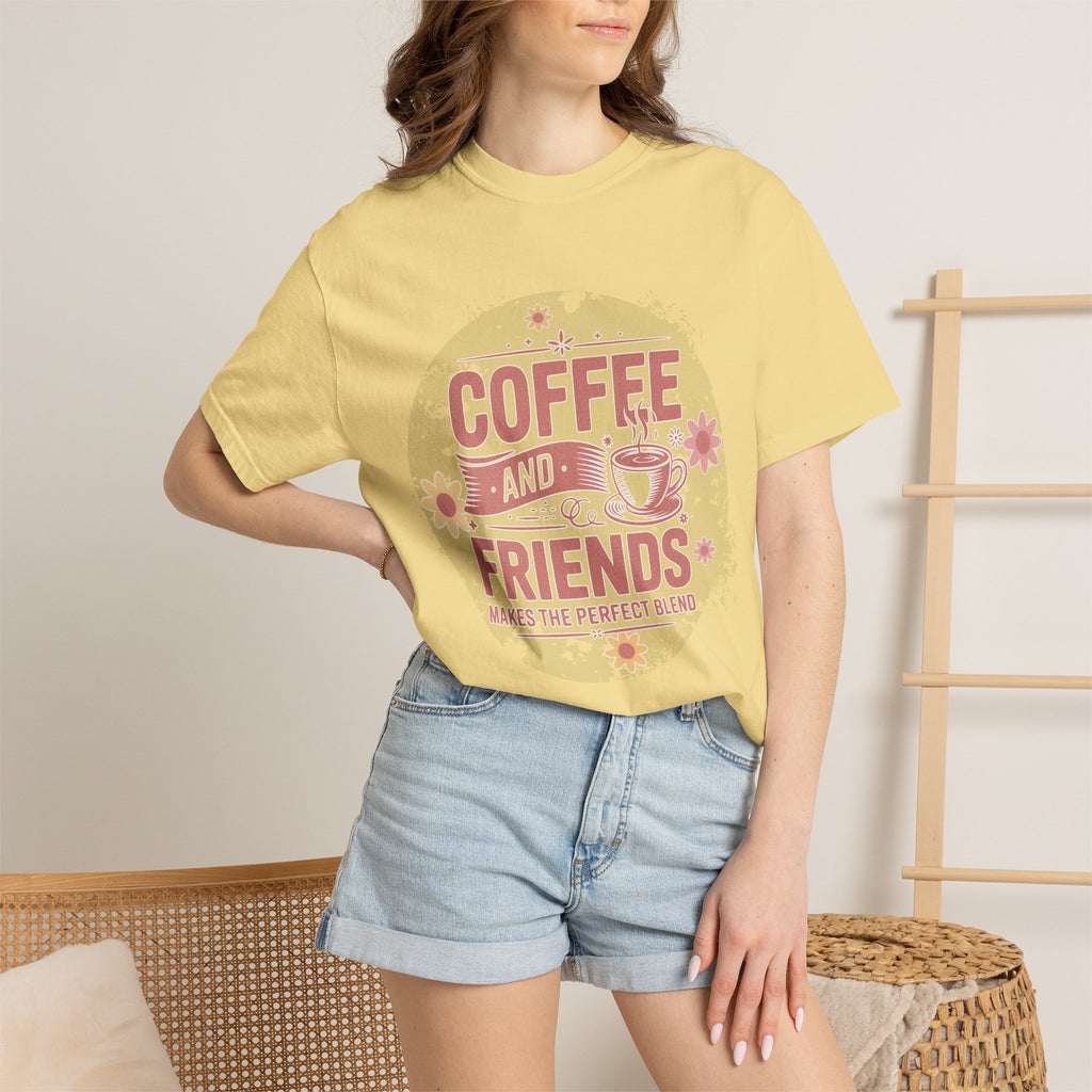 Coffee and Friends Textured T-Shirt — 'Makes the Perfect Blend' Casual Tee