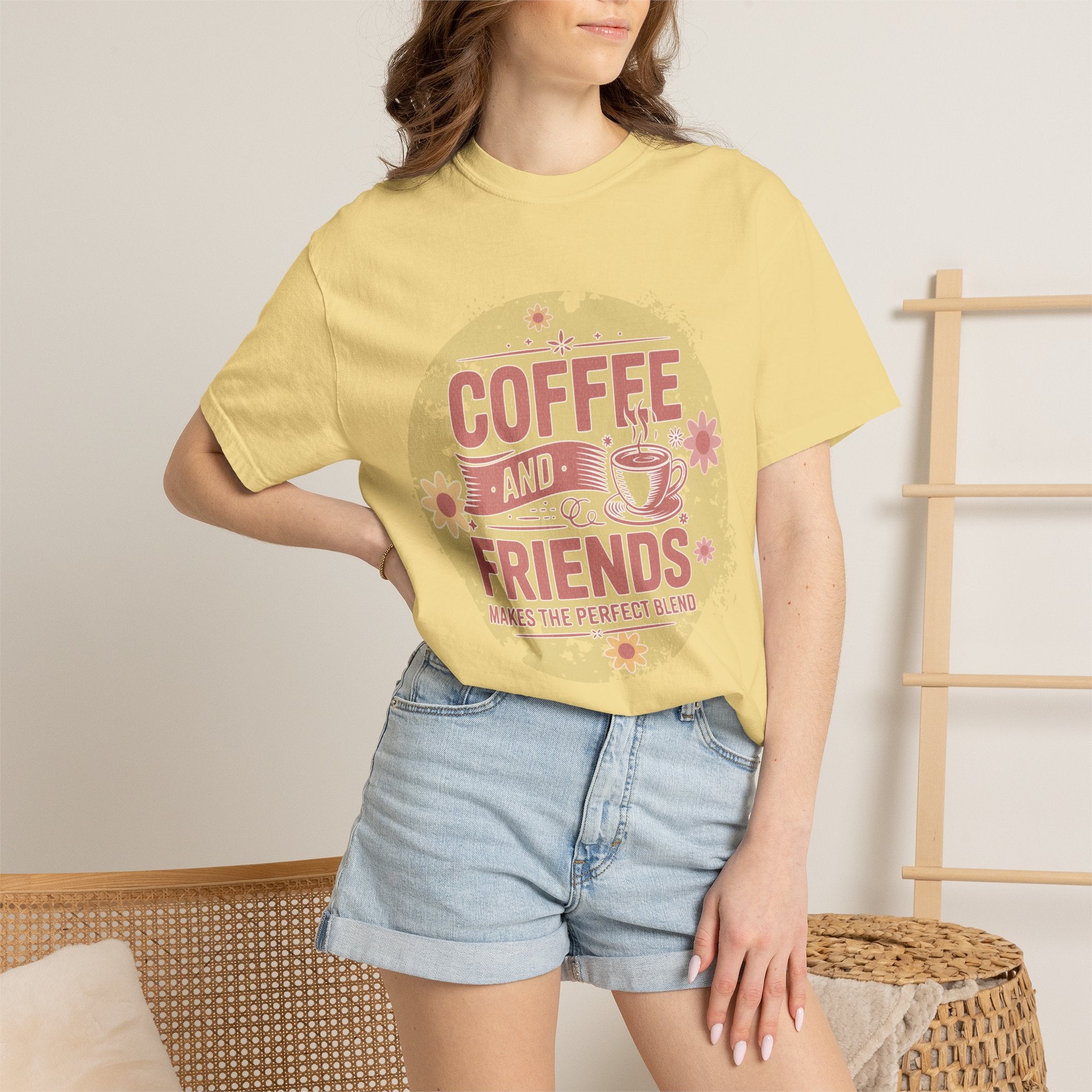 Coffee and Friends Textured T-Shirt — 'Makes the Perfect Blend' Casual Tee
