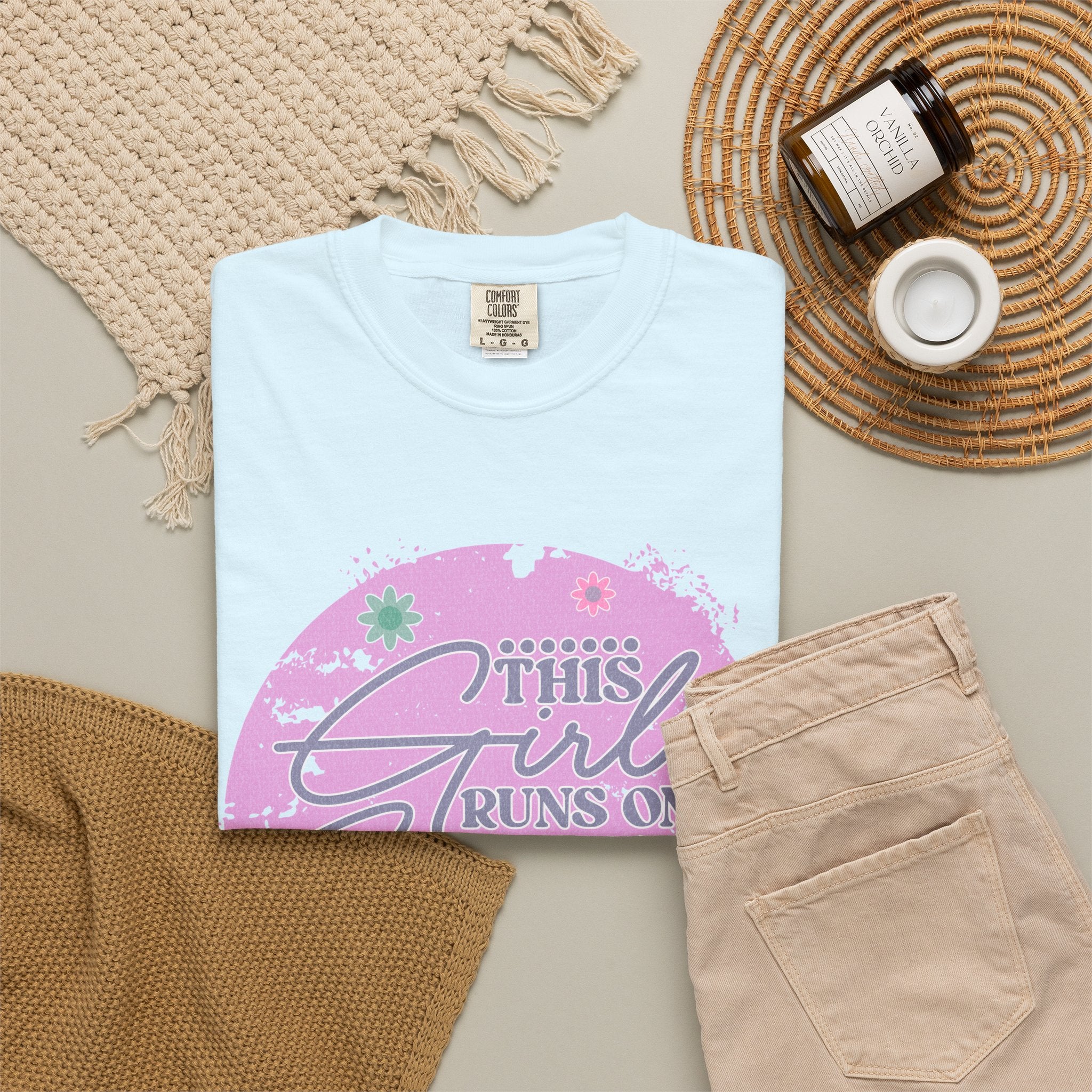 This Girl Runs on Caffeine & Sarcasm Textured T-Shirt