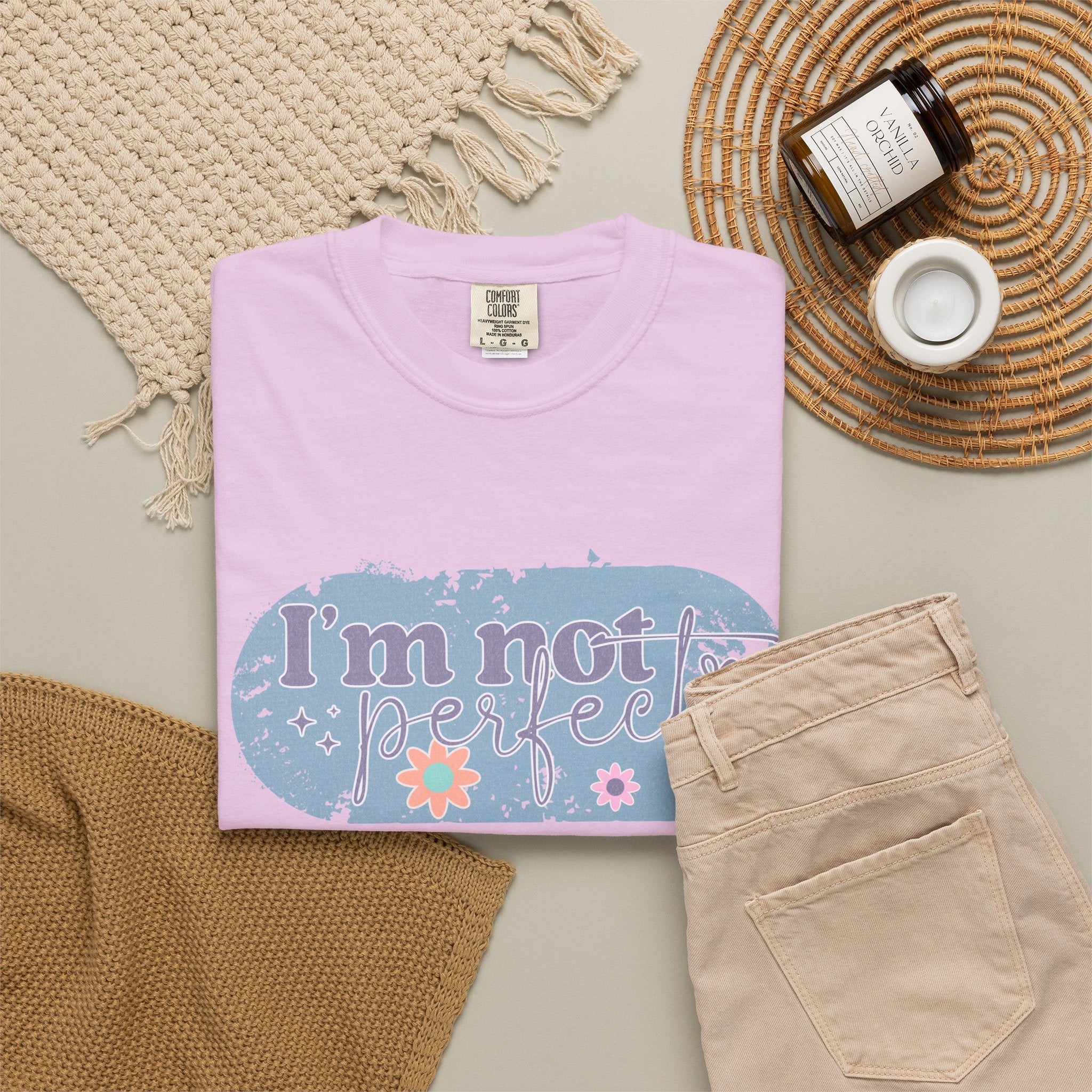 I'm Not Perfect Textured T-Shirt — Retro Floral Lazy Day Tee
