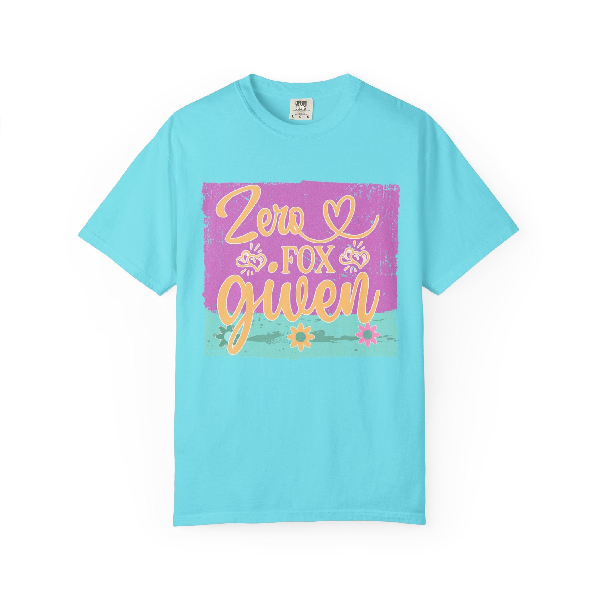 Textured T-Shirt — "Zero Fox Given" Retro Floral Graphic Tee