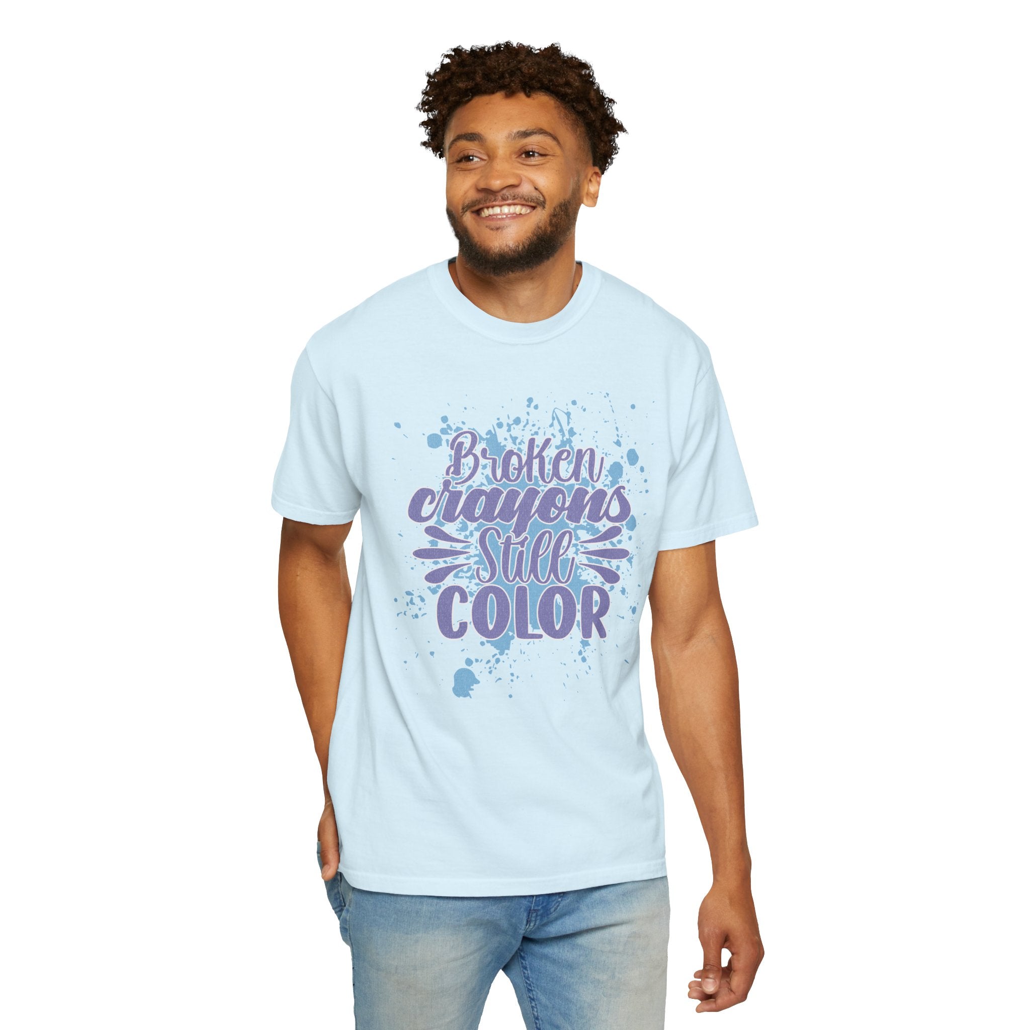 Broken Crayons Still Color  Textured T-Shirt — Inspirational Art Quote Tee