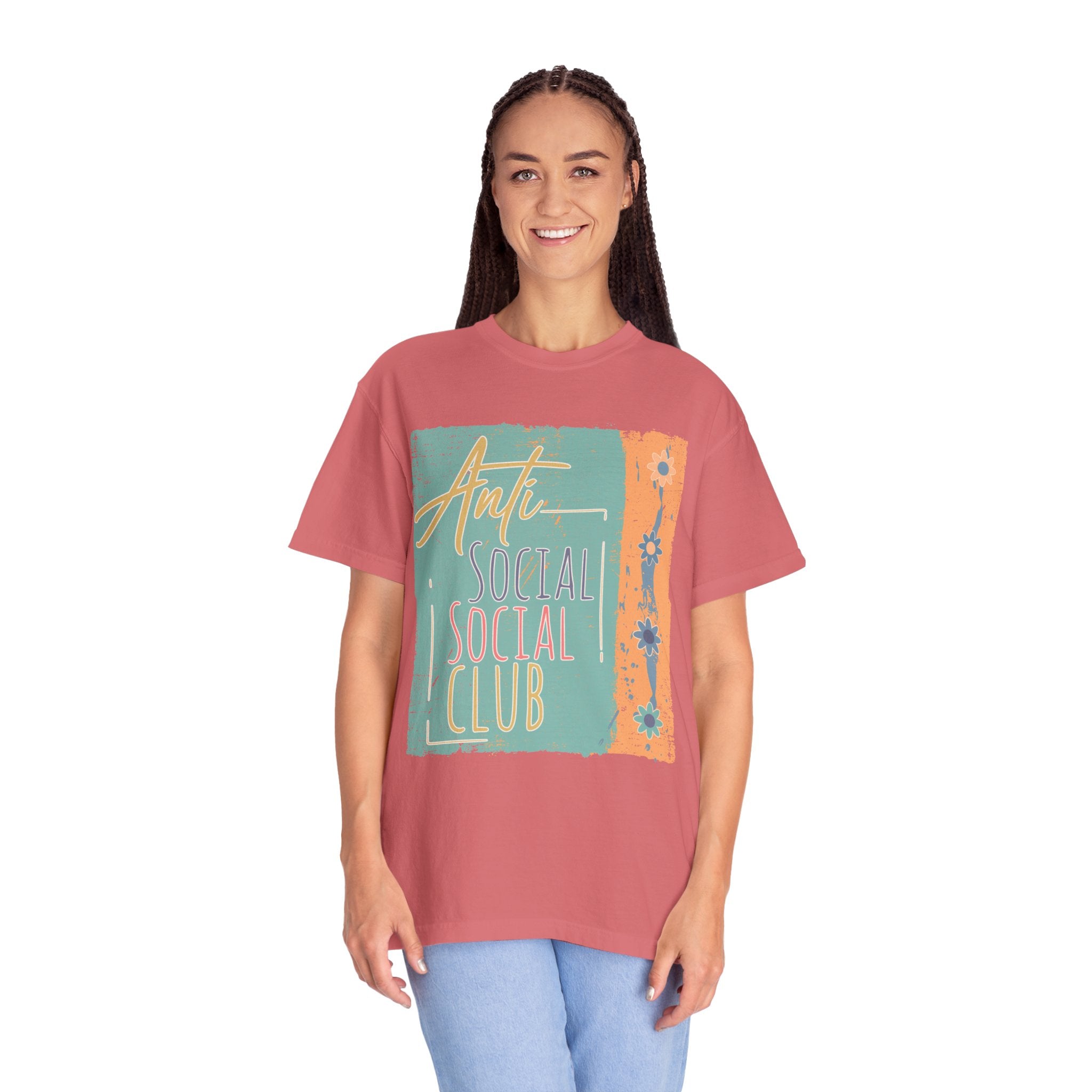 Textured “Anti Social Social Club” Retro Graphic T-Shirt