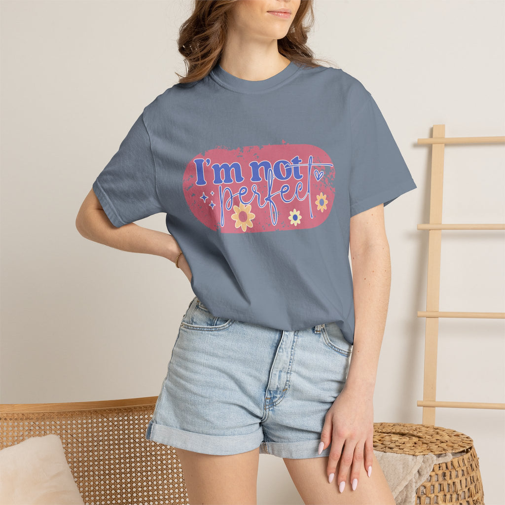 I'm Not Perfect Textured Floral T-Shirt — Retro Flower Graphic Tee