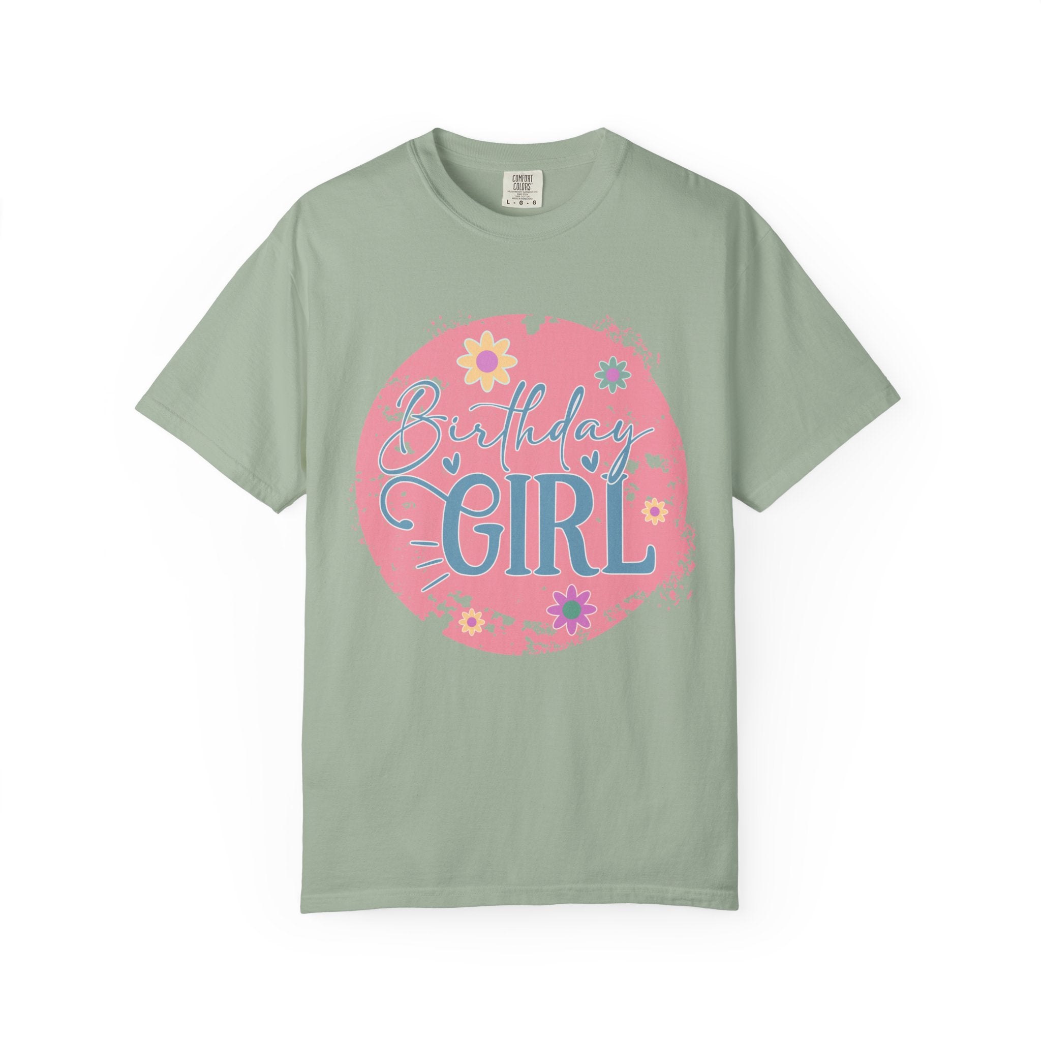 Birthday Girl Textured T-Shirt — Floral Pink Celebration Tee