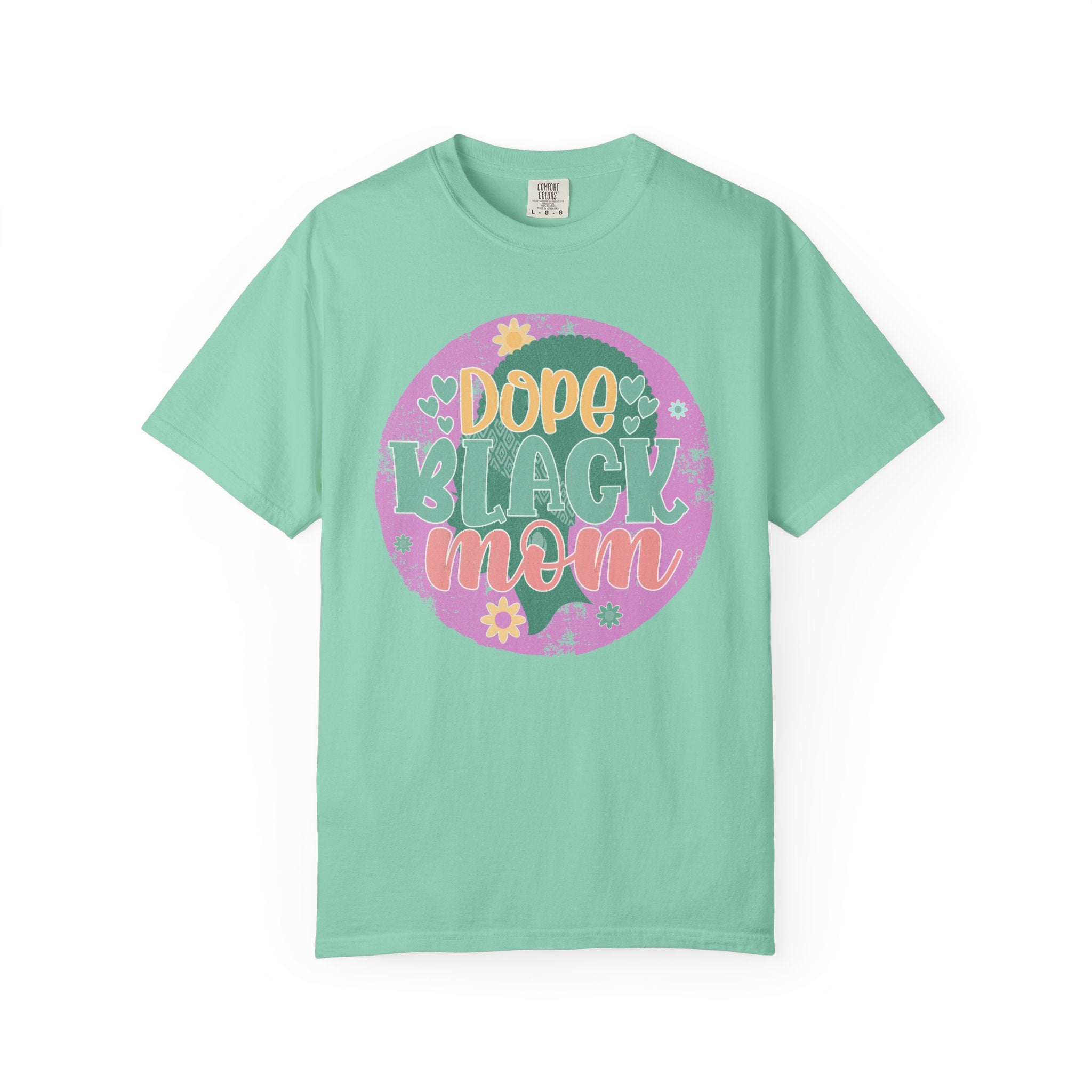 Dope Black Mom Textured T-Shirt — Retro Floral Pride Tee for Black Moms