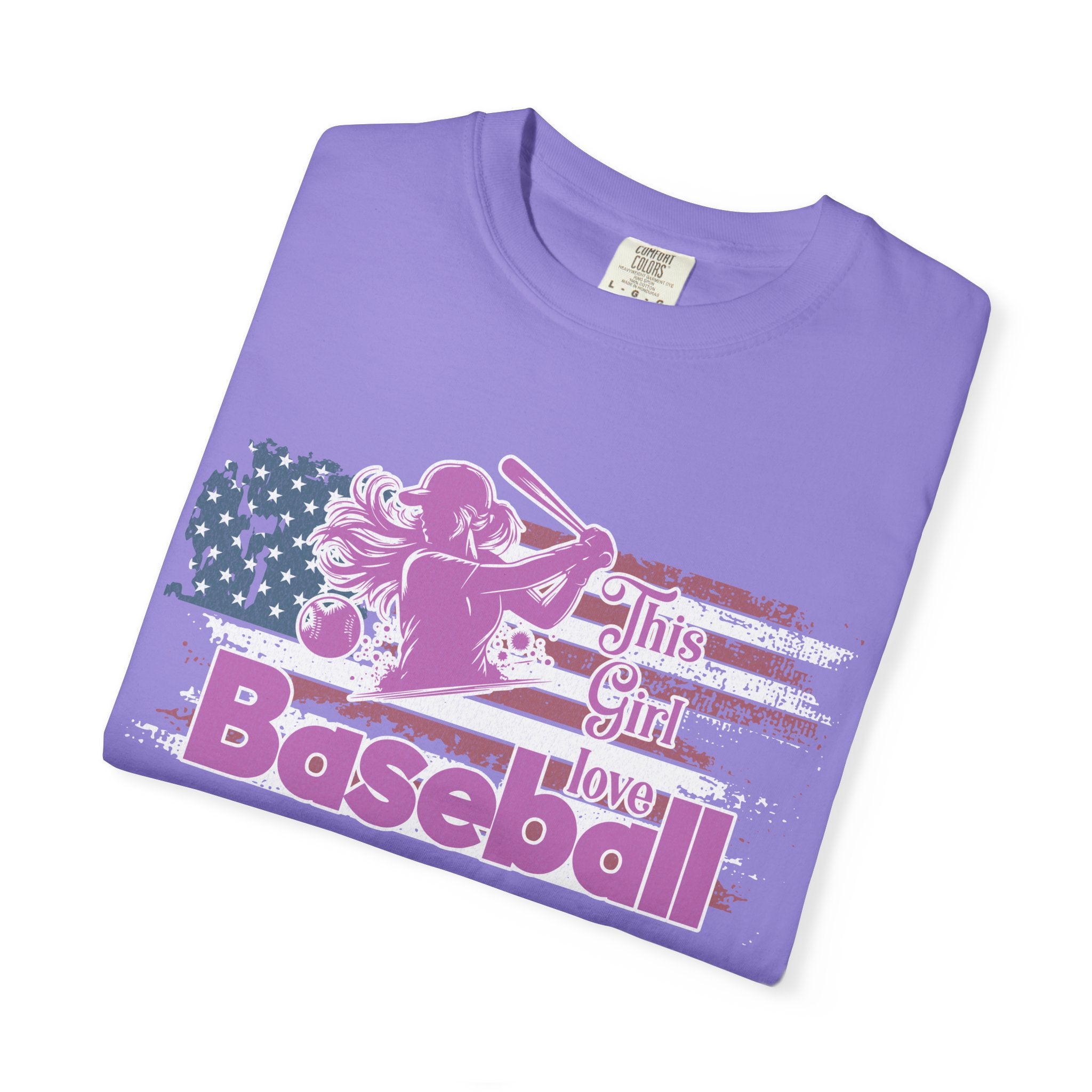 Texture This Girl Loves Baseball Shirt Vintage American Flag Pink Design