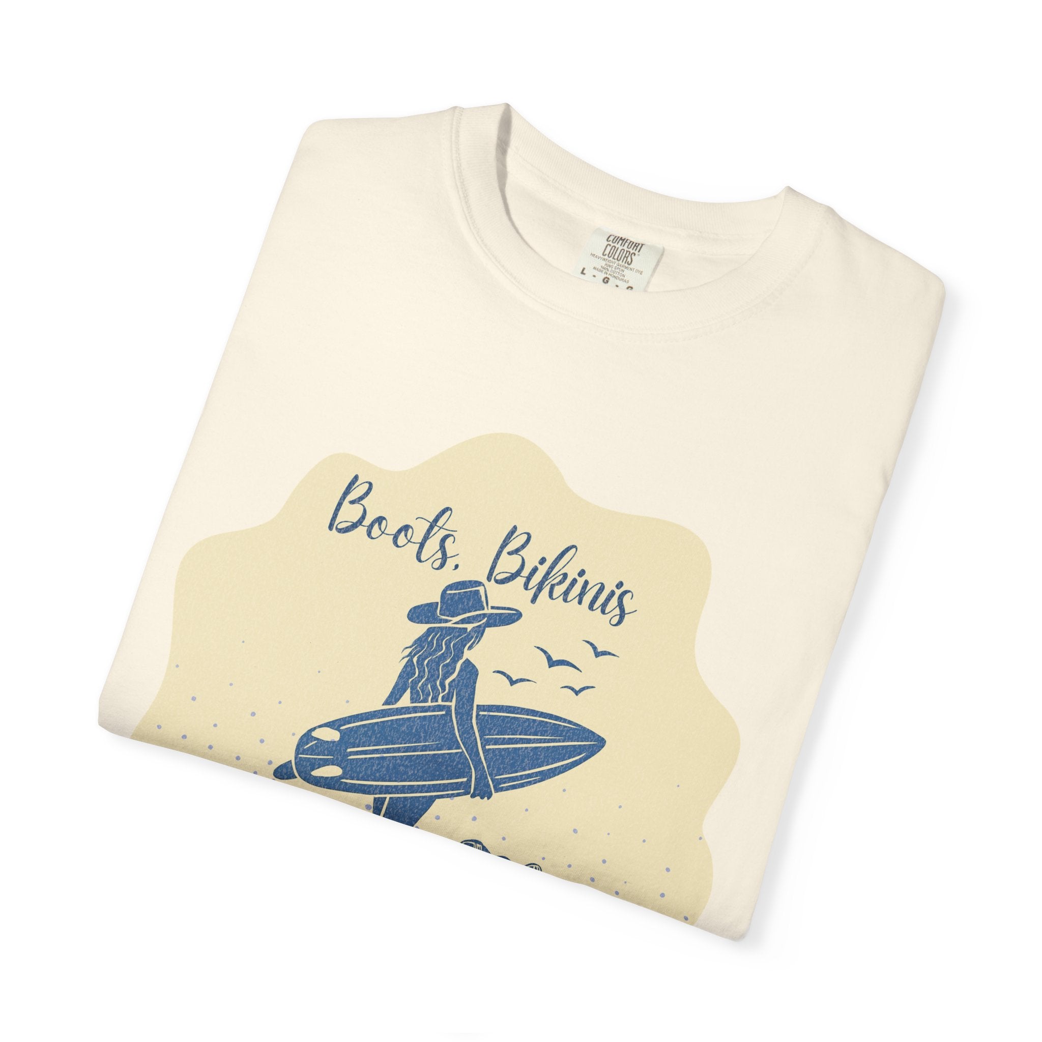 Textured Surf Vibes T-Shirt — 'Beach, Bikinis & Beach Days' Vintage Surf Graphic