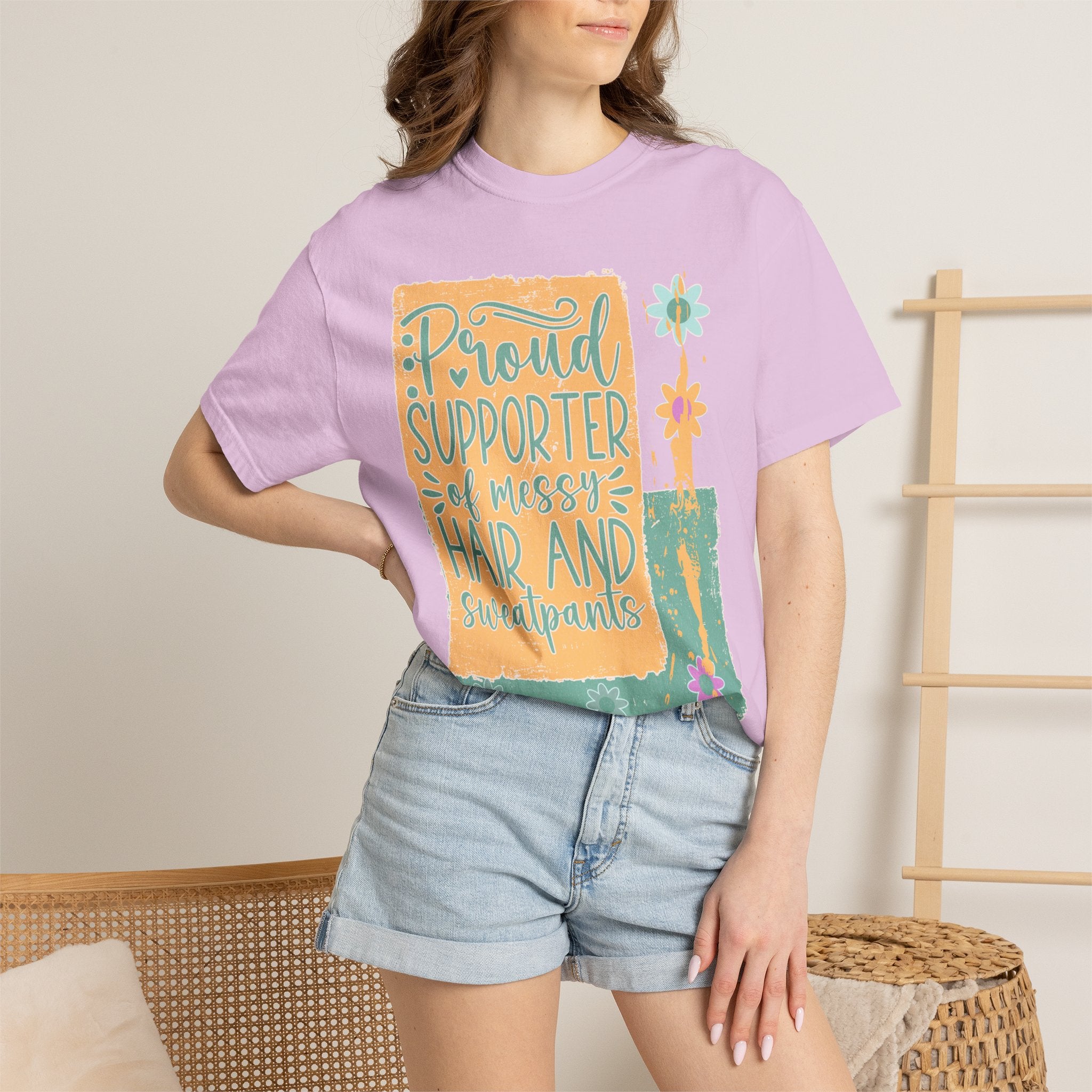 Proud Supporter of Messy Hair and Sweatpants Textured T-Shirt